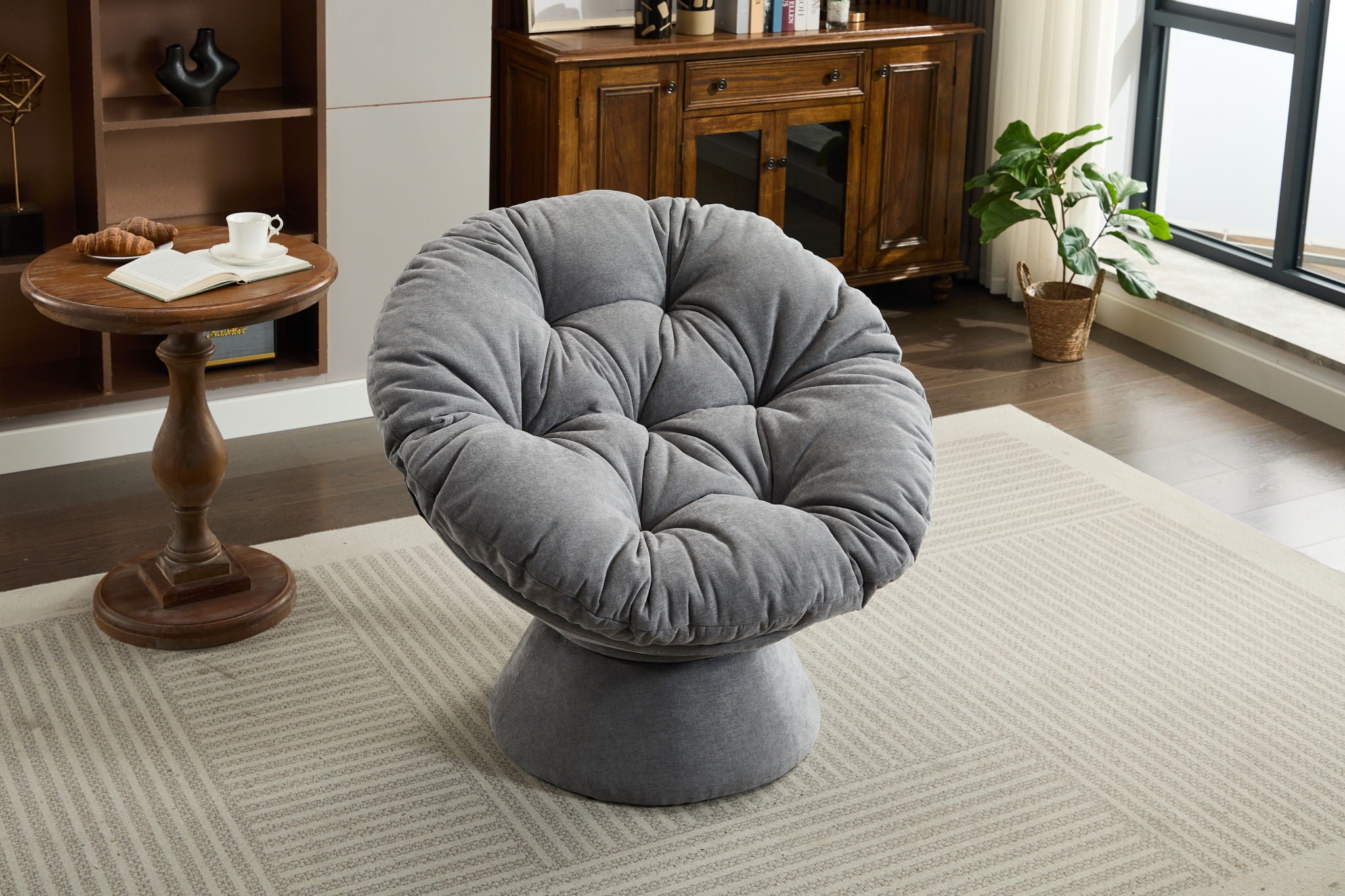 Oversized Swivel Accent Chair, 360 Swivel Barrel Chair, Papasan Chair For Living Room Bedroom - Best Buy Furniture