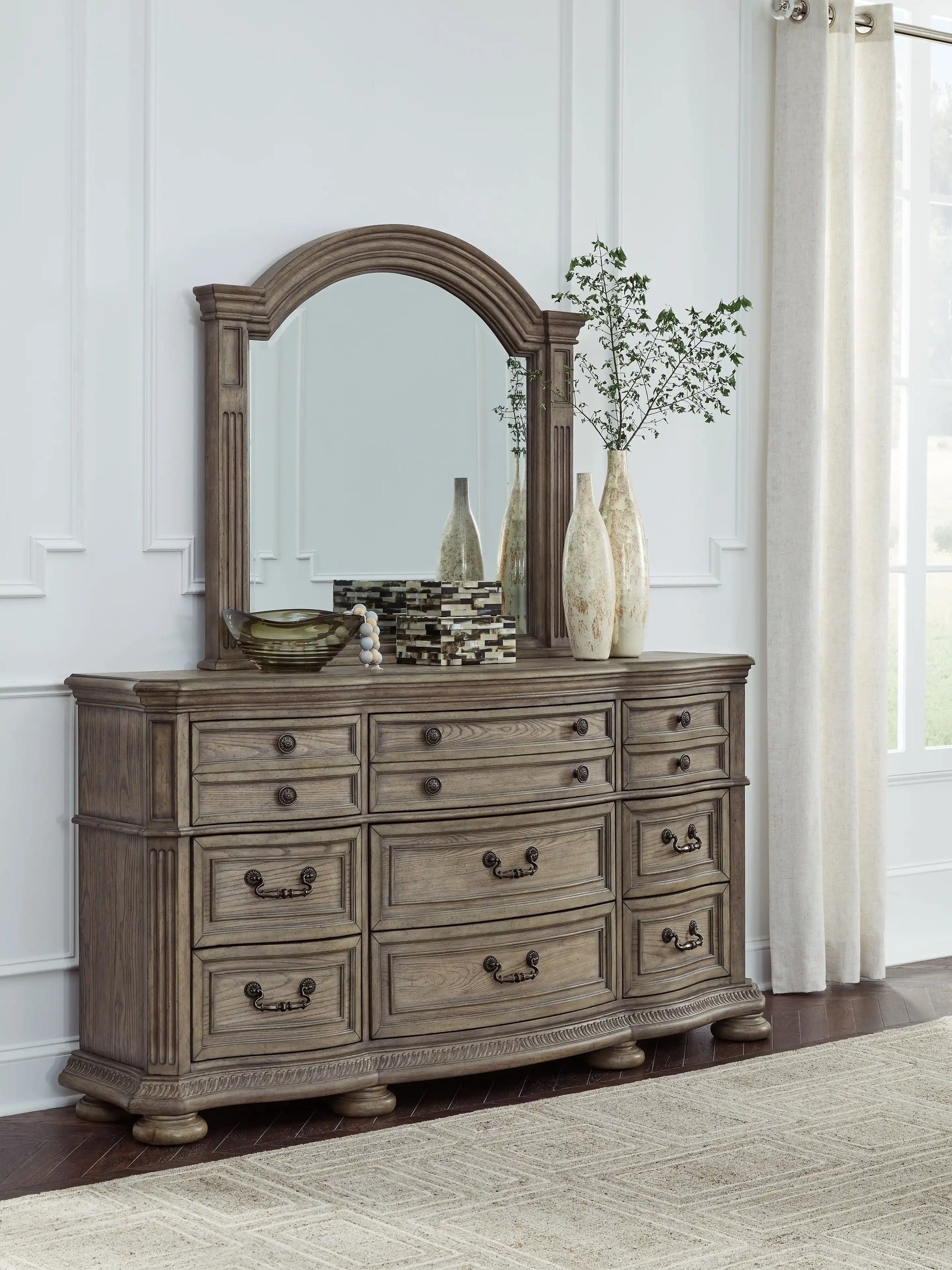 Ardenfield - Dresser And Mirror - Light Brown - Best Buy Furniture