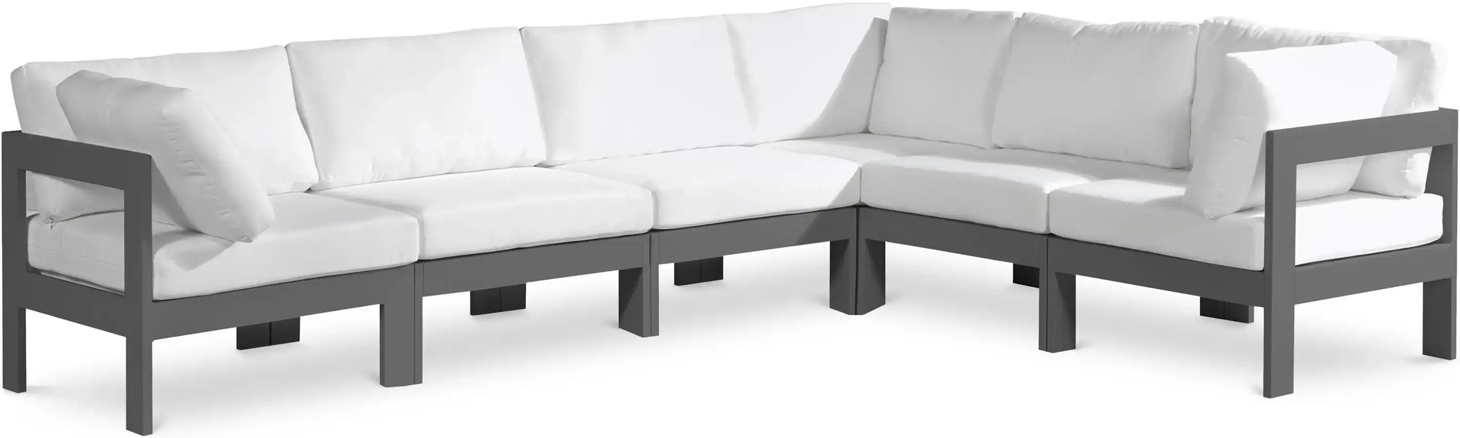 Nizuc - Outdoor Patio 6 Piece Modular Sectional With Gray Frame - Best Buy Furniture