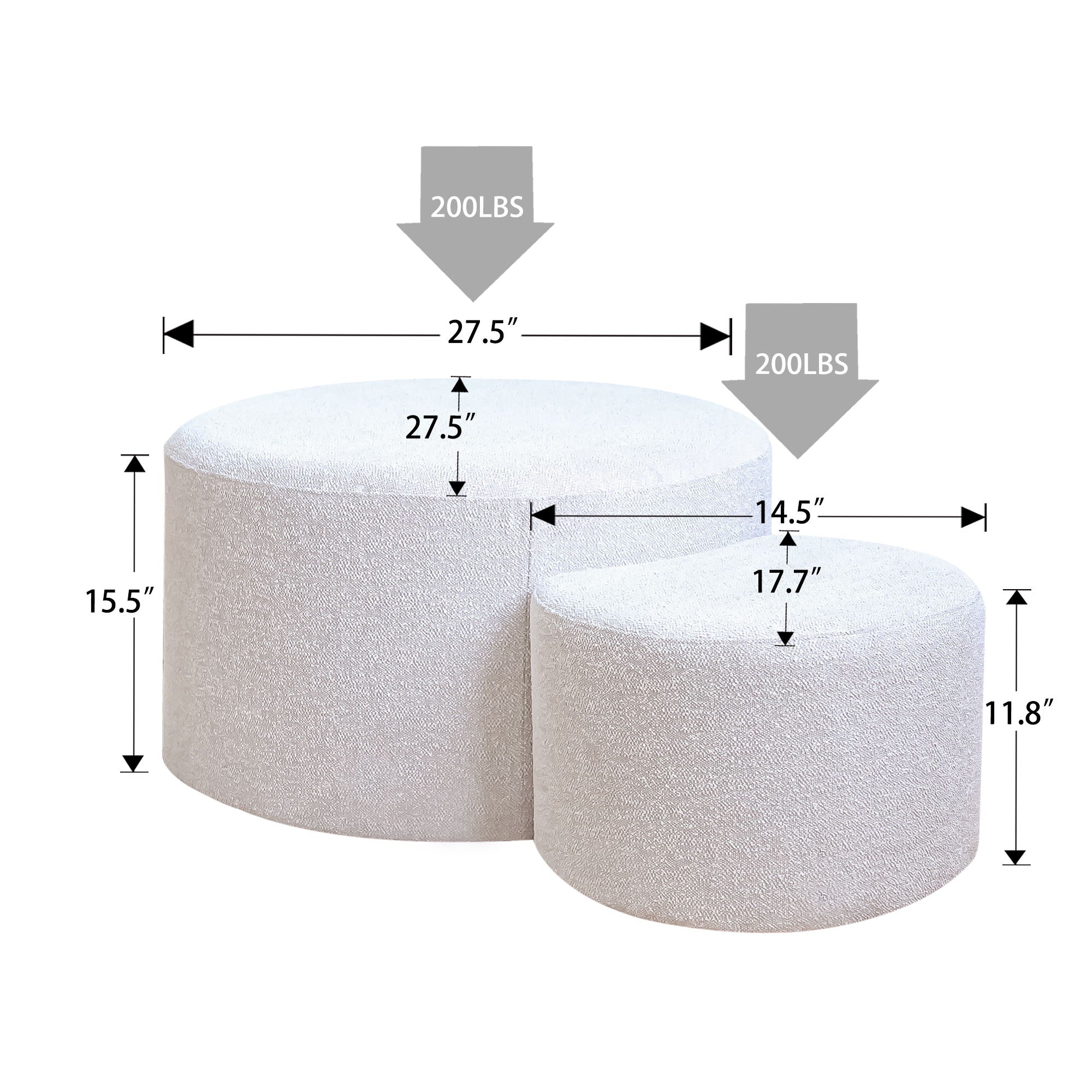 Upholstered Nesting Coffee Tables, Side Table, Footrest, Ottoman & Seat For Living Room Bedroom Entryway Office (Set of 2) - Beige - Best Buy Furniture