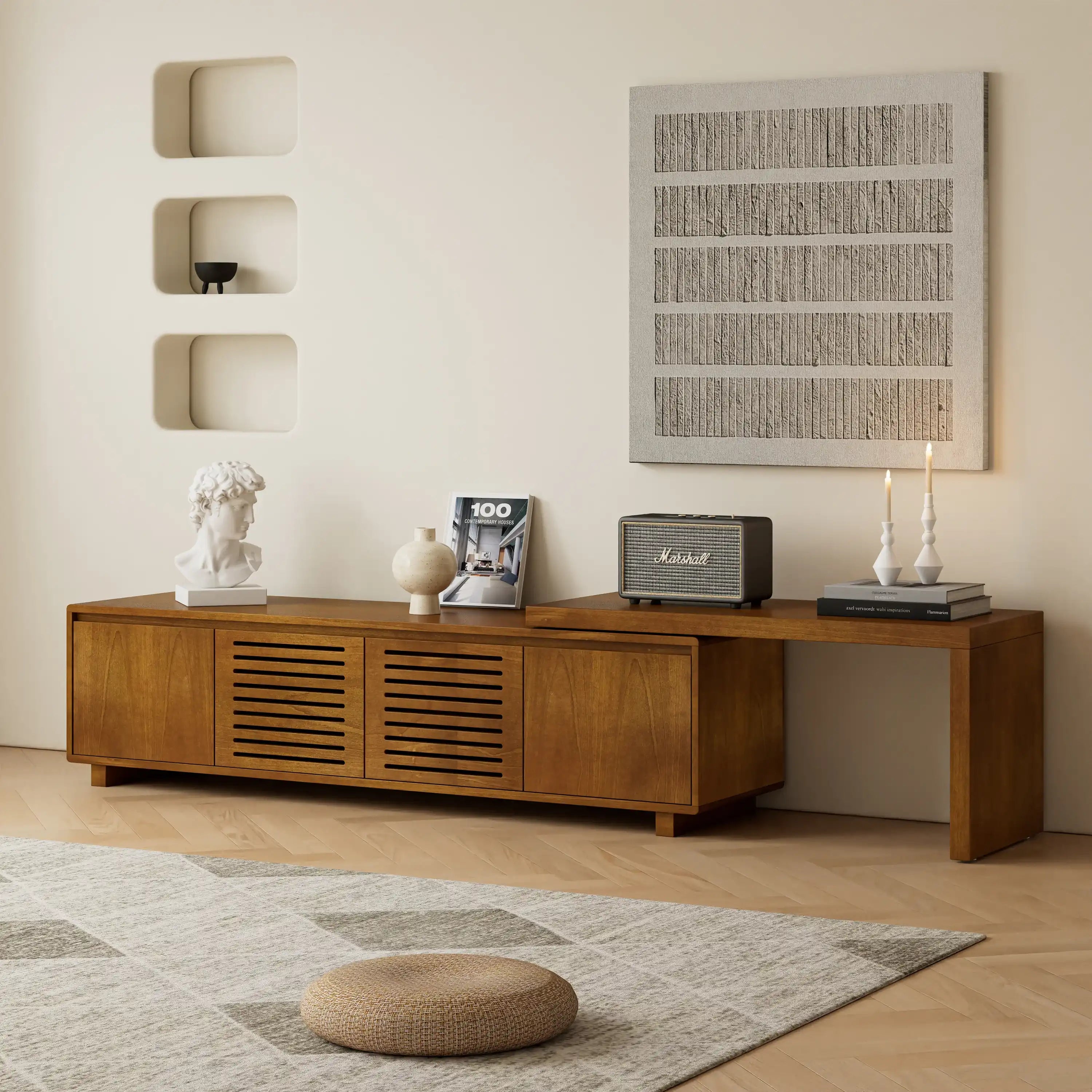 Sora Mid-Century Modern Extendable TV Stand Media Console - Best Buy Furniture