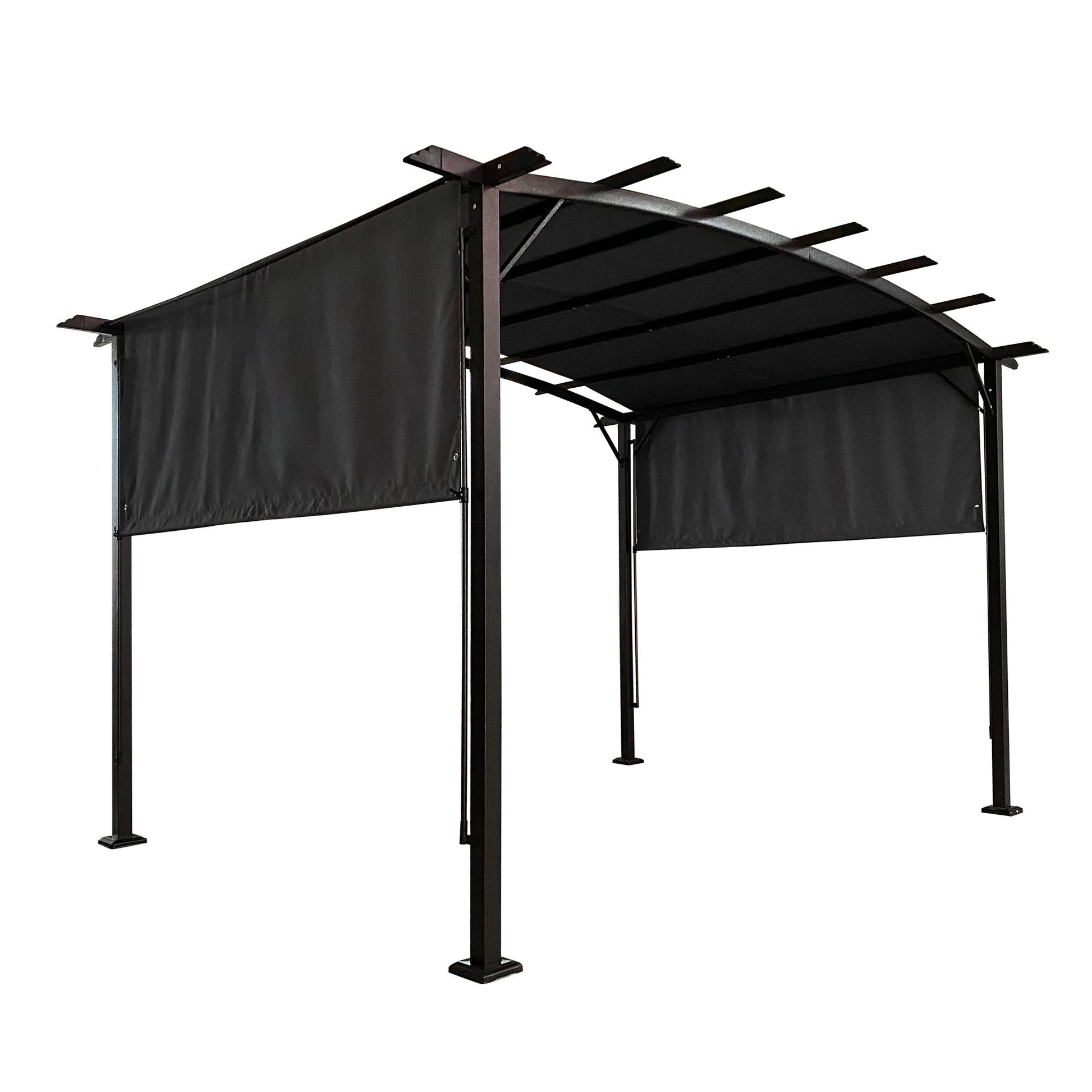 Outdoor Patio Pergola Gazebo - Steel Frame Sun Shelter With Retractable Canopy - Best Buy Furniture