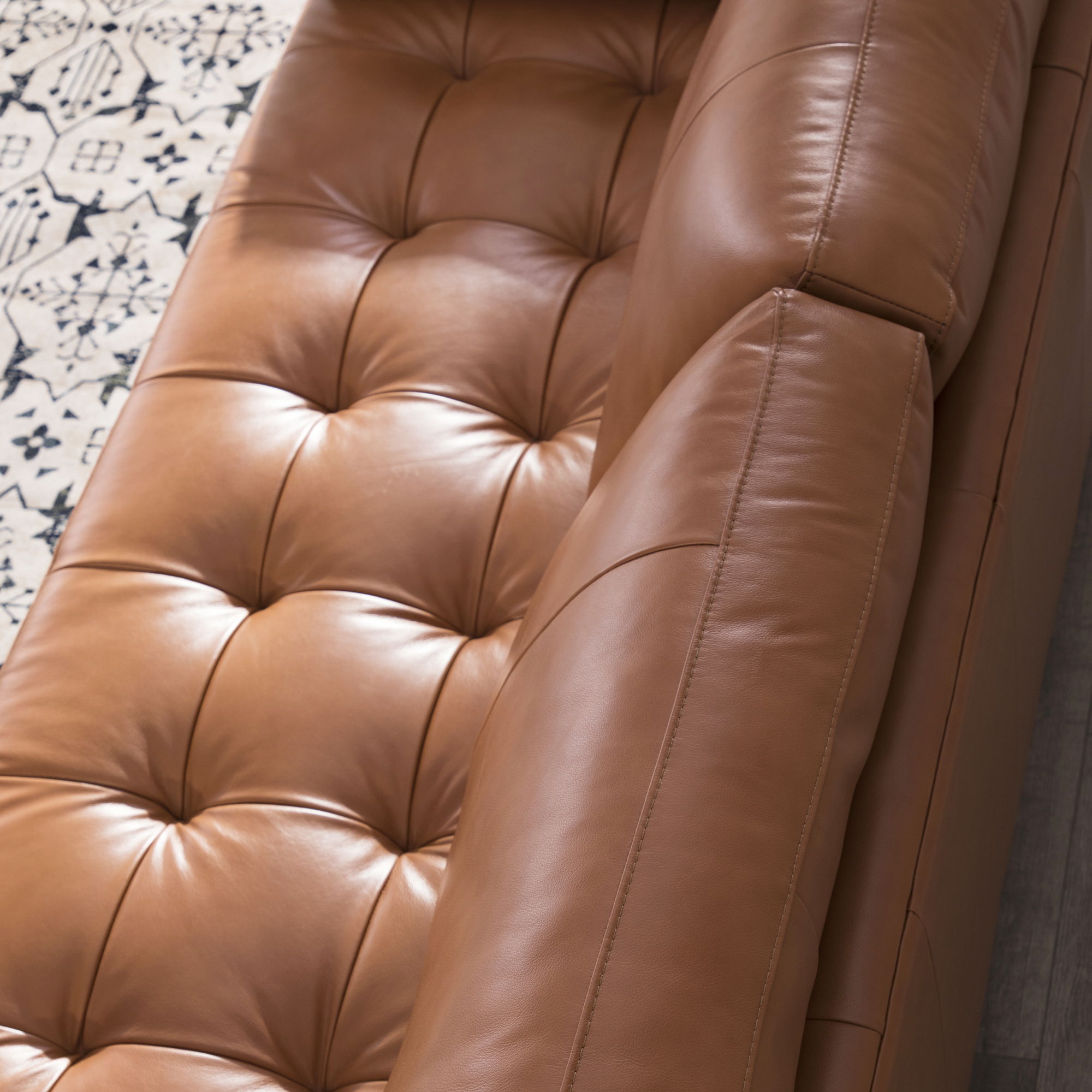 Mid-Century Tufted, Leather Sofa - Best Buy Furniture