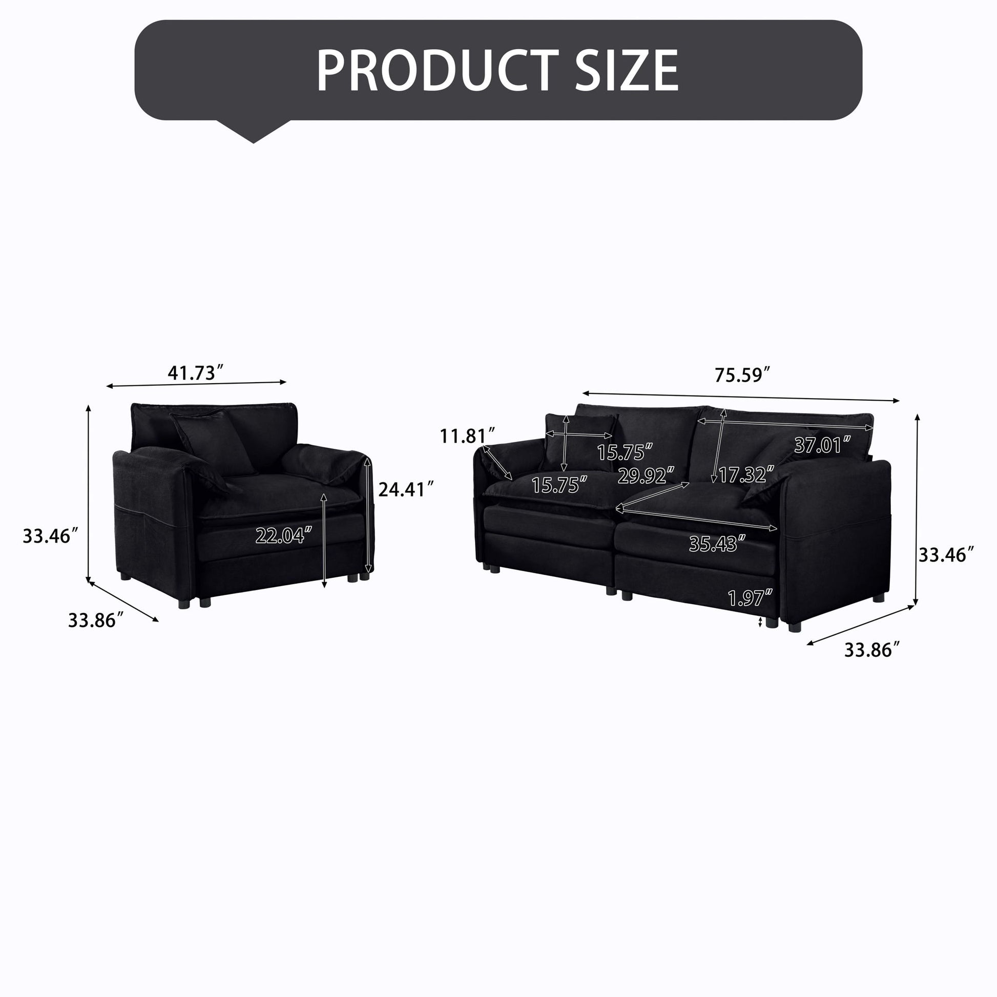 Modern Upholstered Chenille Loveseat And Armchair Set With Pillows - Best Buy Furniture