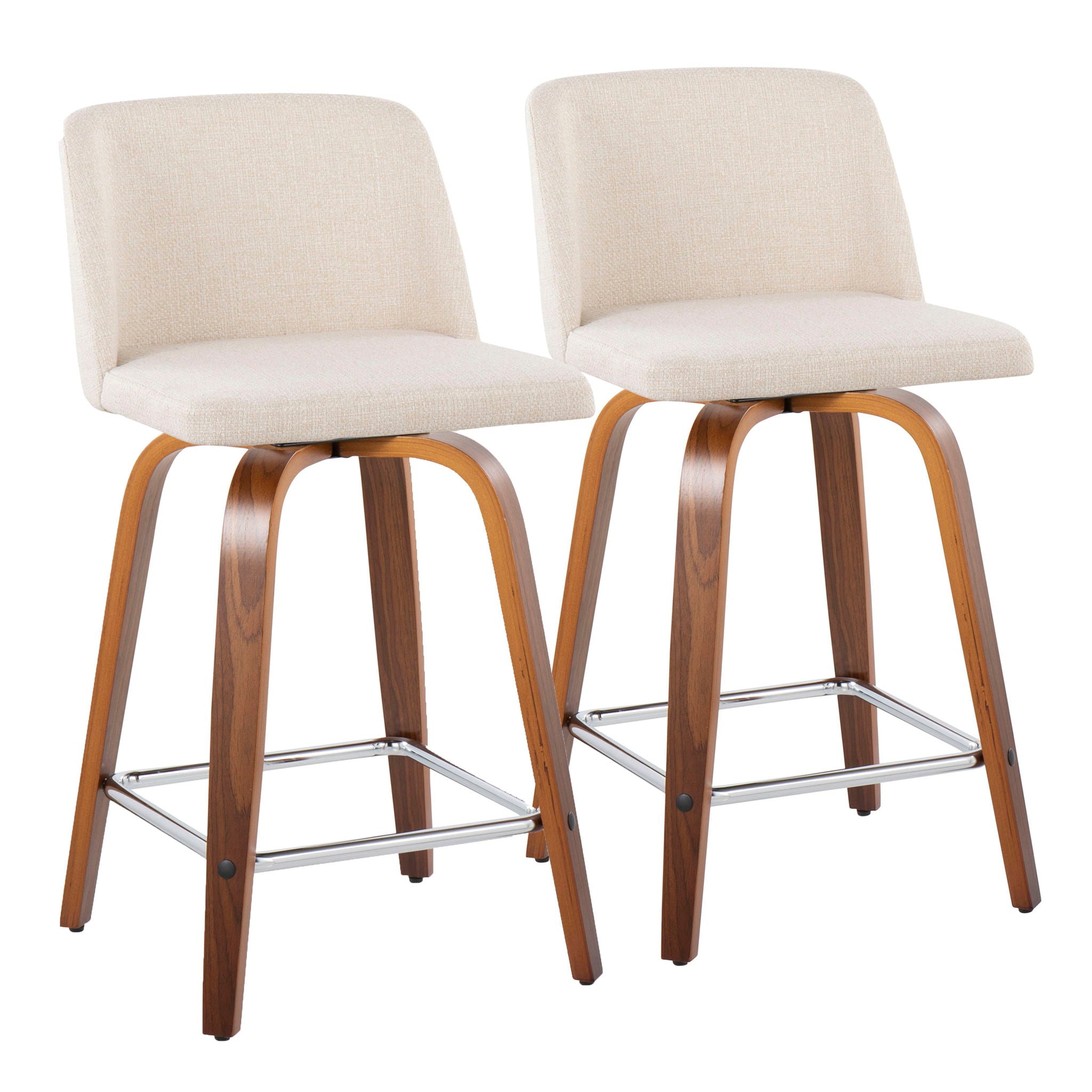 Toriano - Mid Century Modern Fixed Height Counter Stool With Swivel And Square Footrest (Set of 2) - Best Buy Furniture