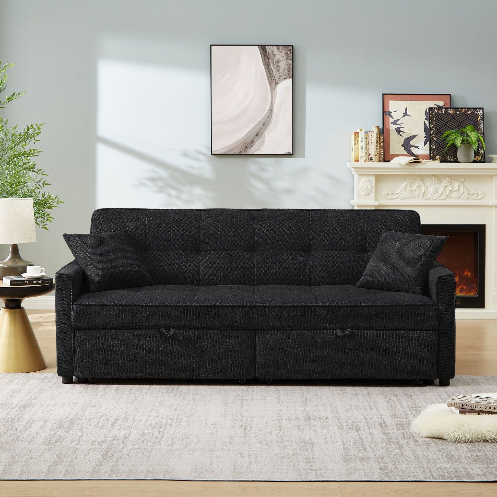 3 In 1 Convertible Sleeper Sofa Bed, Reclining Backrest, Pillows, Pockets - Best Buy Furniture
