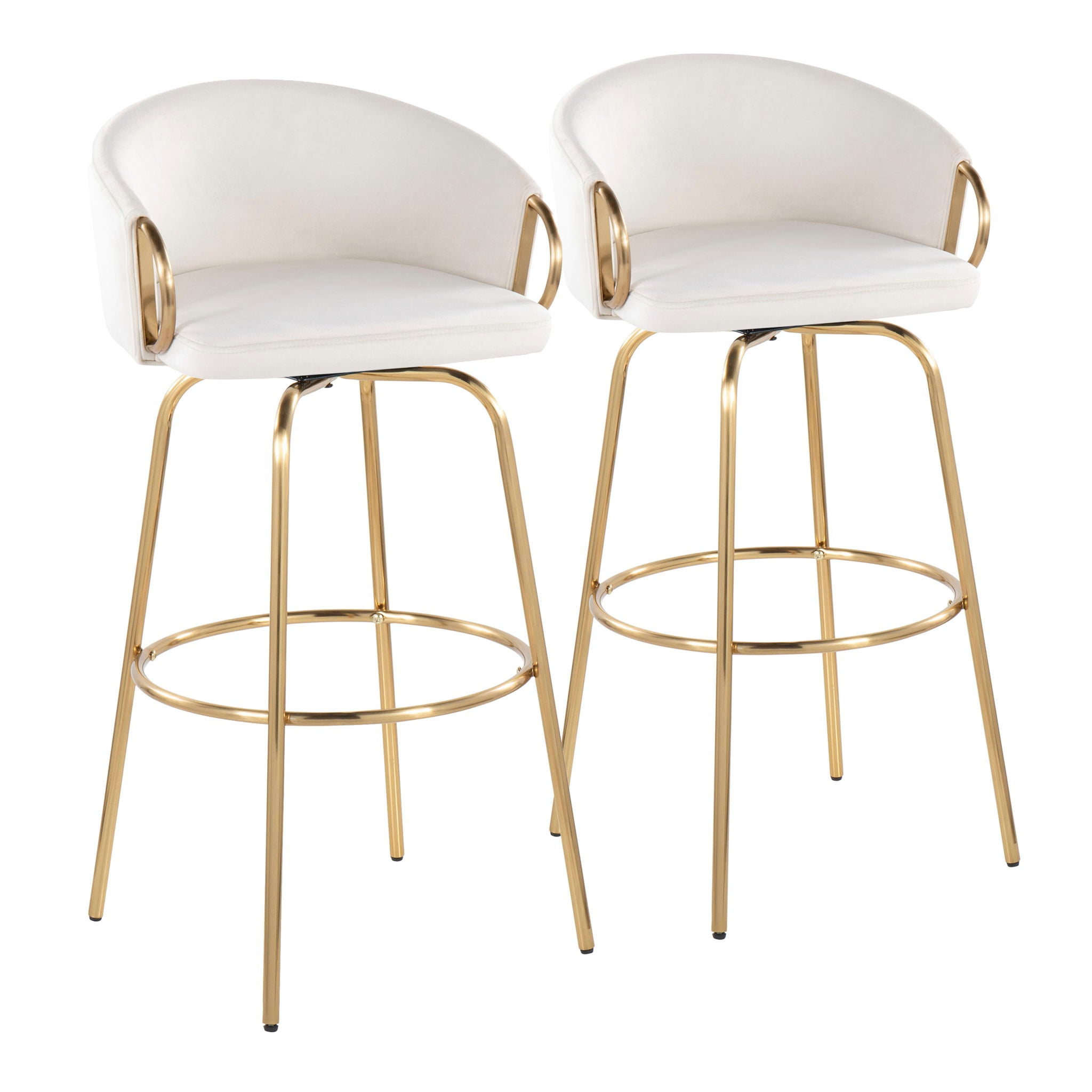 Claire - Contemporary / Glam Fixed Height Bar Stool (Set of 2) Round Footrest (Set of 2) - Best Buy Furniture
