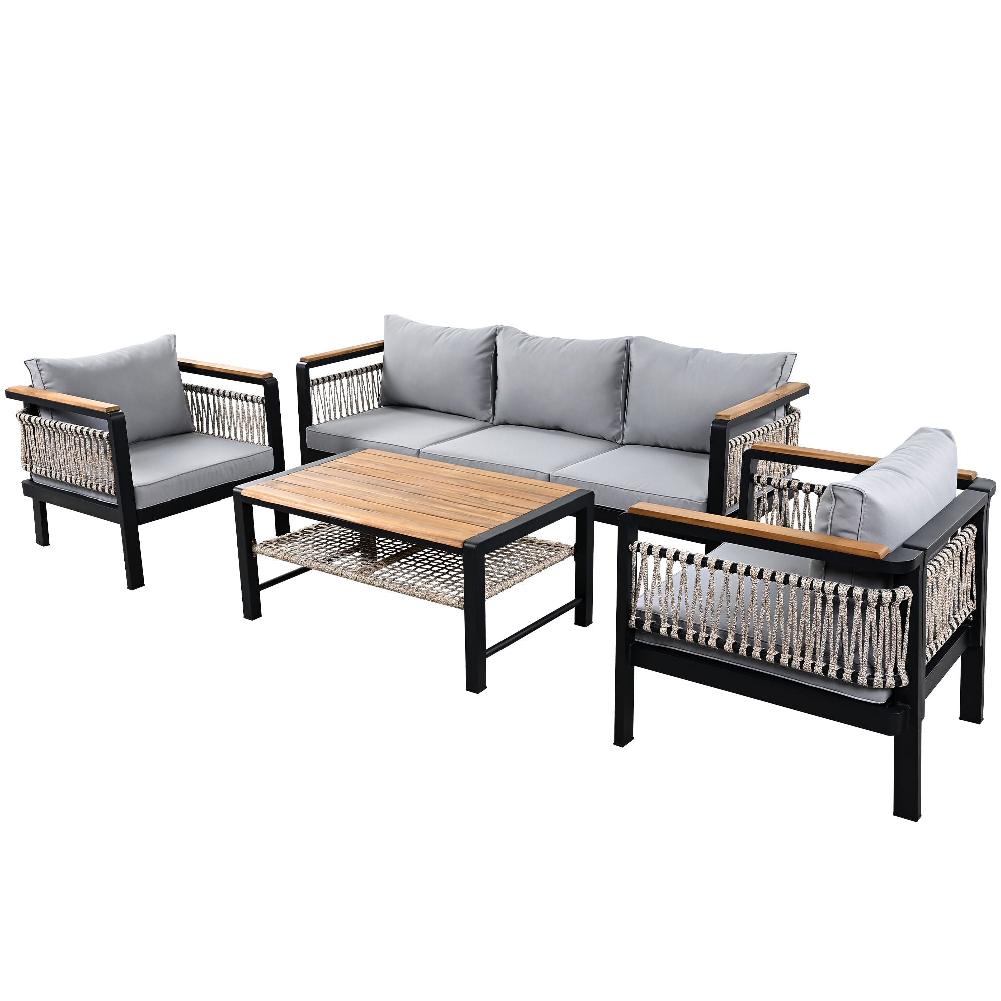4 Pieces Outdoor Sectional Sofa Set 5 Person Patio Seating Group Outdoor Conversation Set With Cushions And A Coffee Table For Patios - Best Buy Furniture