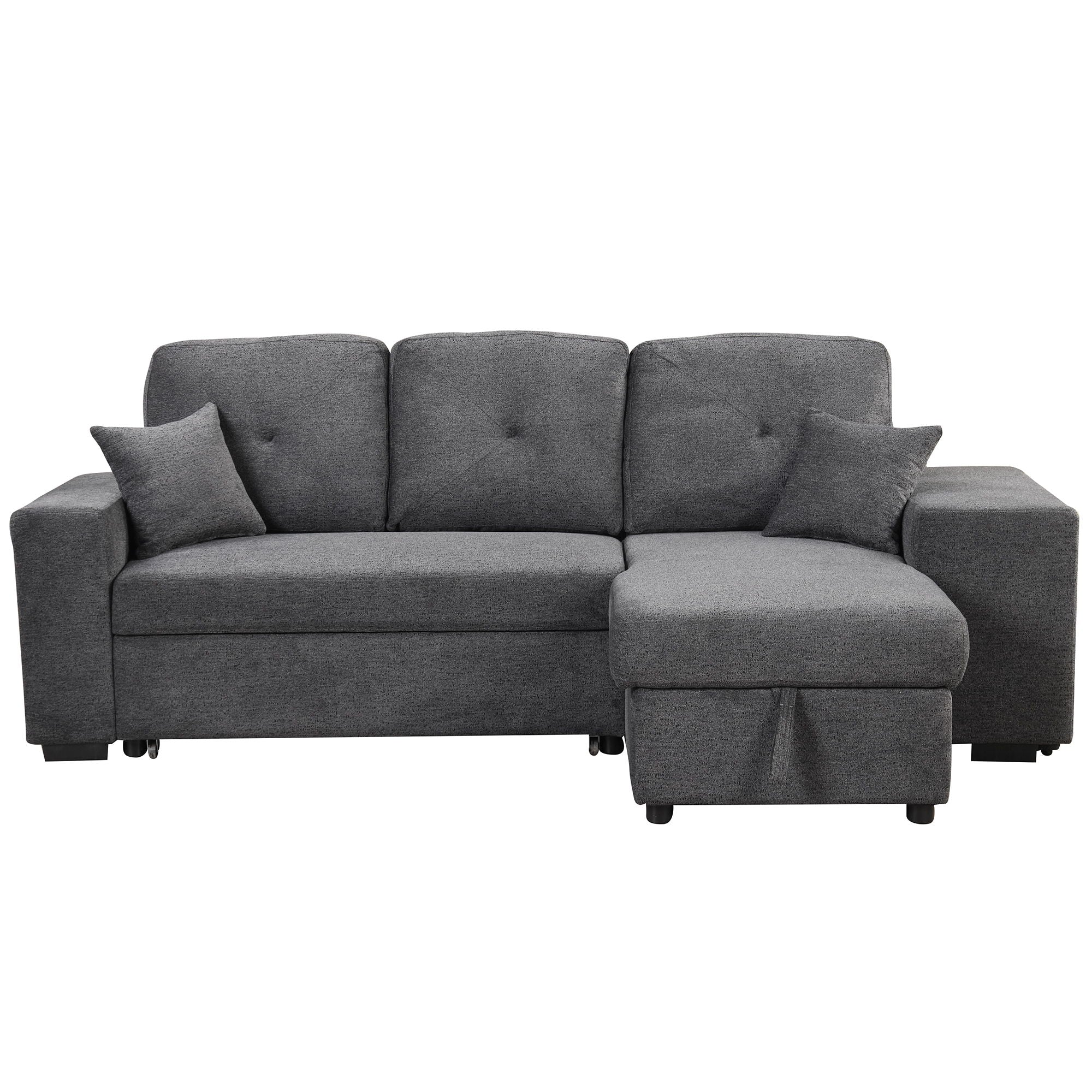 Reversible Sleeper Sectional Sofa Bed With Side Shelf And 2 Stools, Pull-Out L-Shaped Sofa Bed, Corner Sofa-Bed With Storage Chaise Left / Right Hande For Living Room - Best Buy Furniture