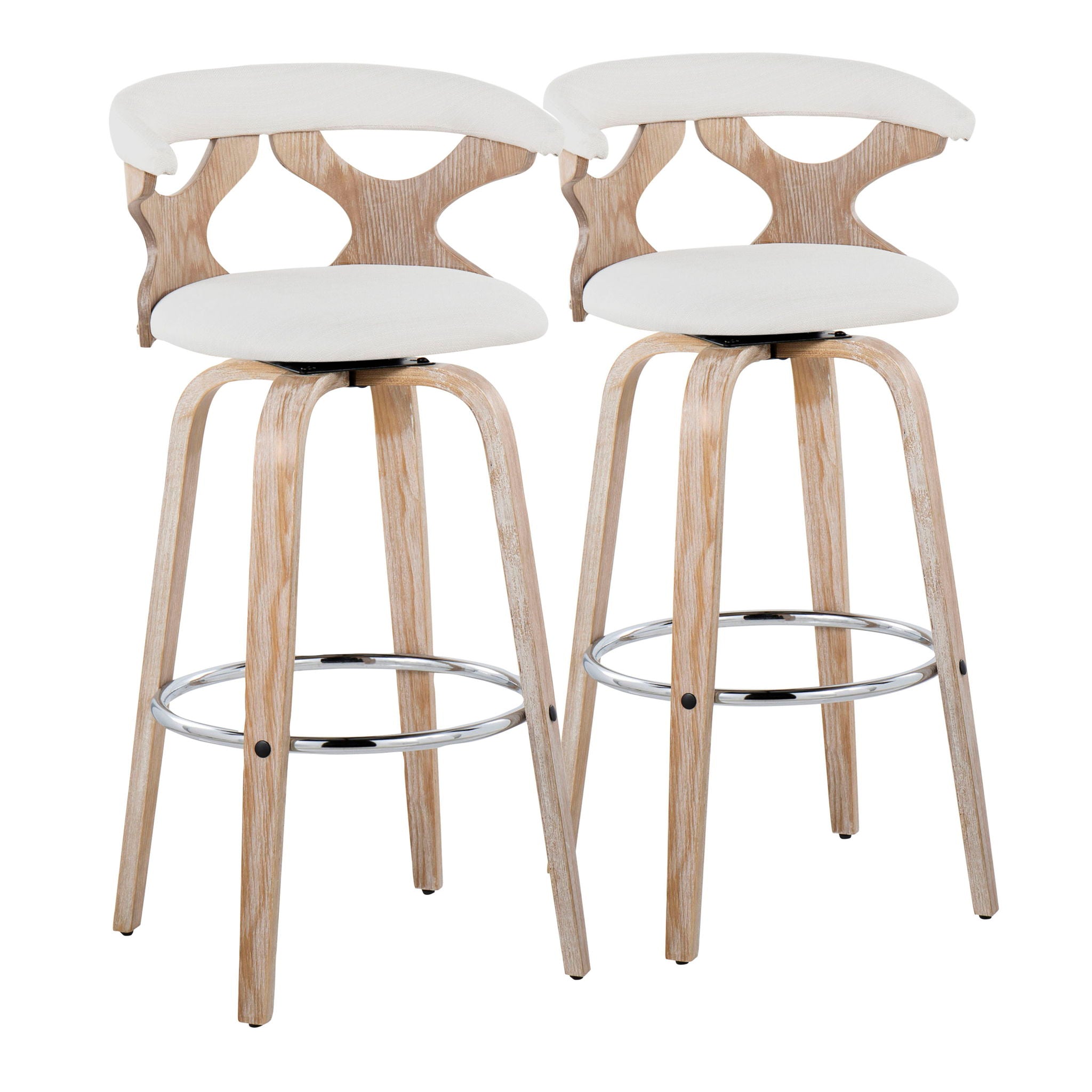 Gardenia - Contemporary Fixed Height Barstool With Swivel With Round Footrest (Set of 2) - Best Buy Furniture