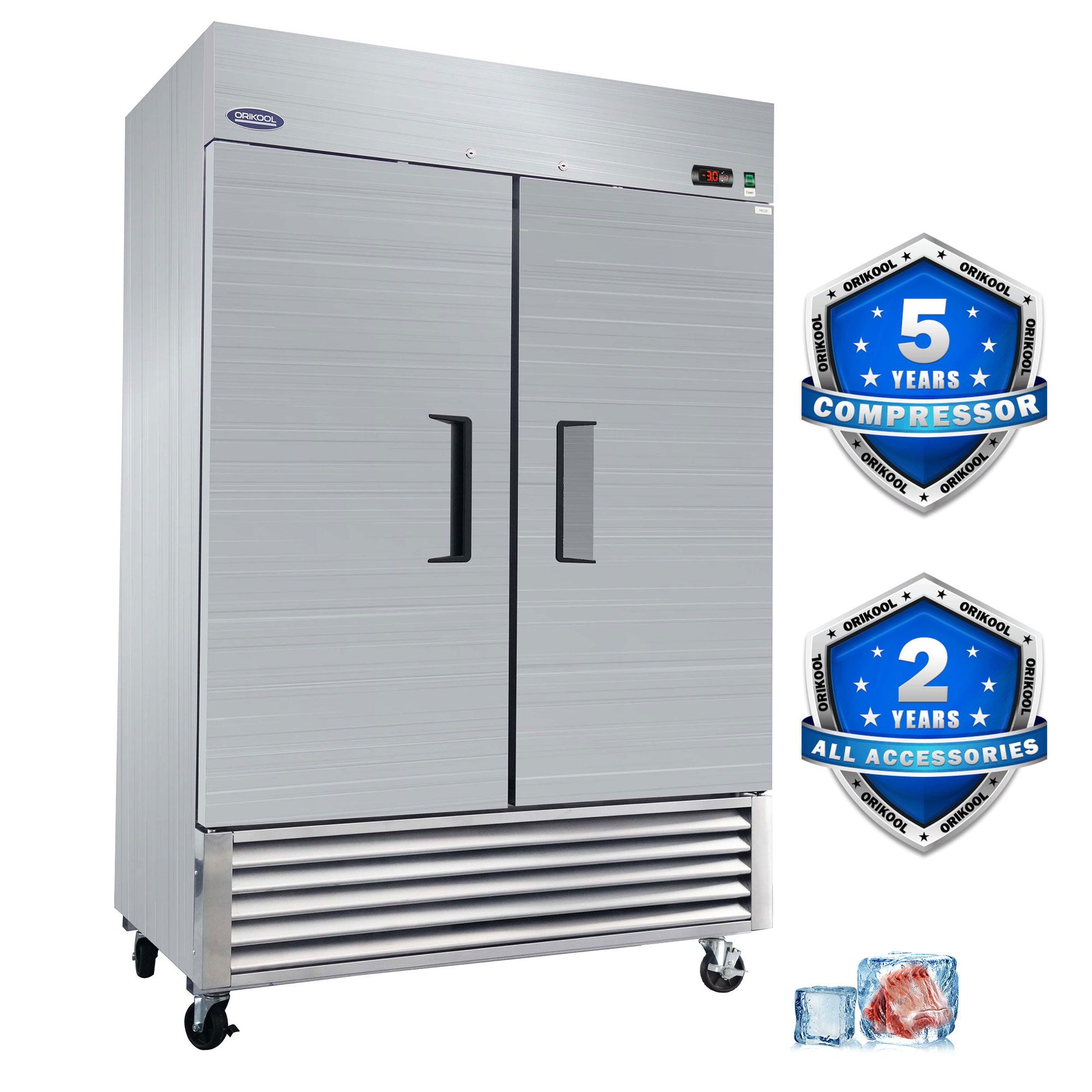 54" Commercial Freezer 49 Cu.Ft With 2 Solid Door Reach-In Freezers Stainless Steel Etl Approved Upright Freeze Storage - Silver - Best Buy Furniture