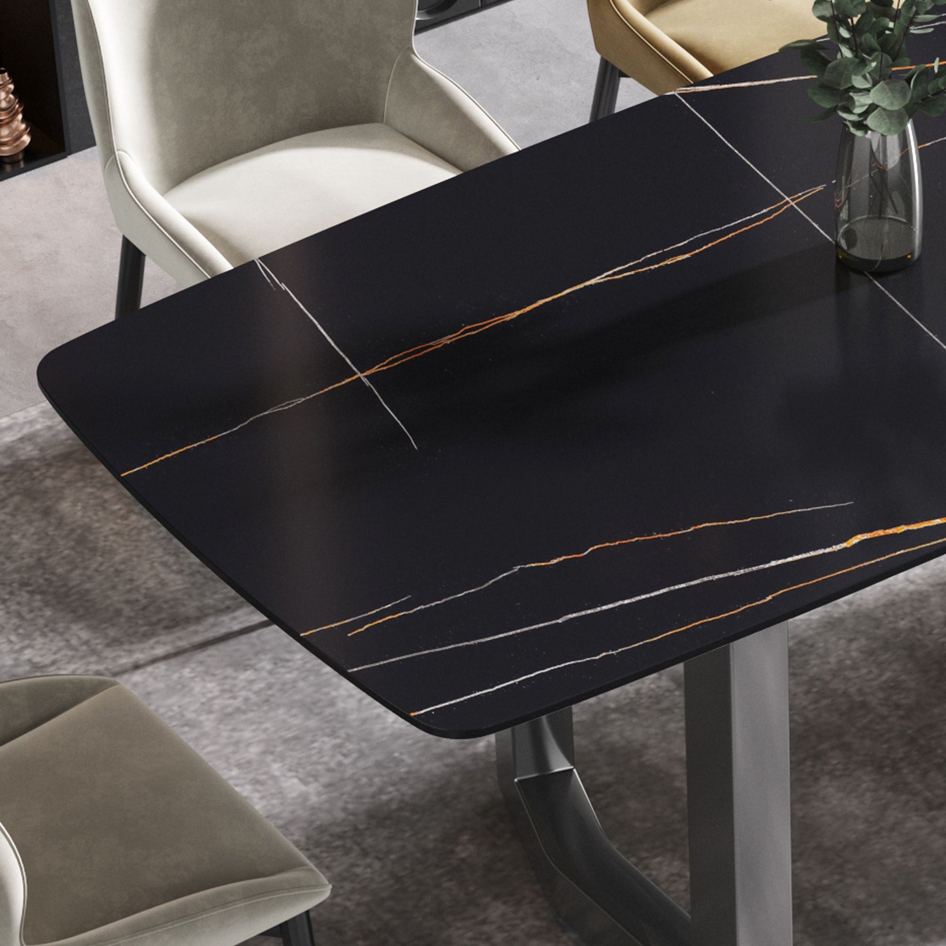 Modern Artificial Stone Dining Table, Can Accommodate 6-8 People - Black - Best Buy Furniture