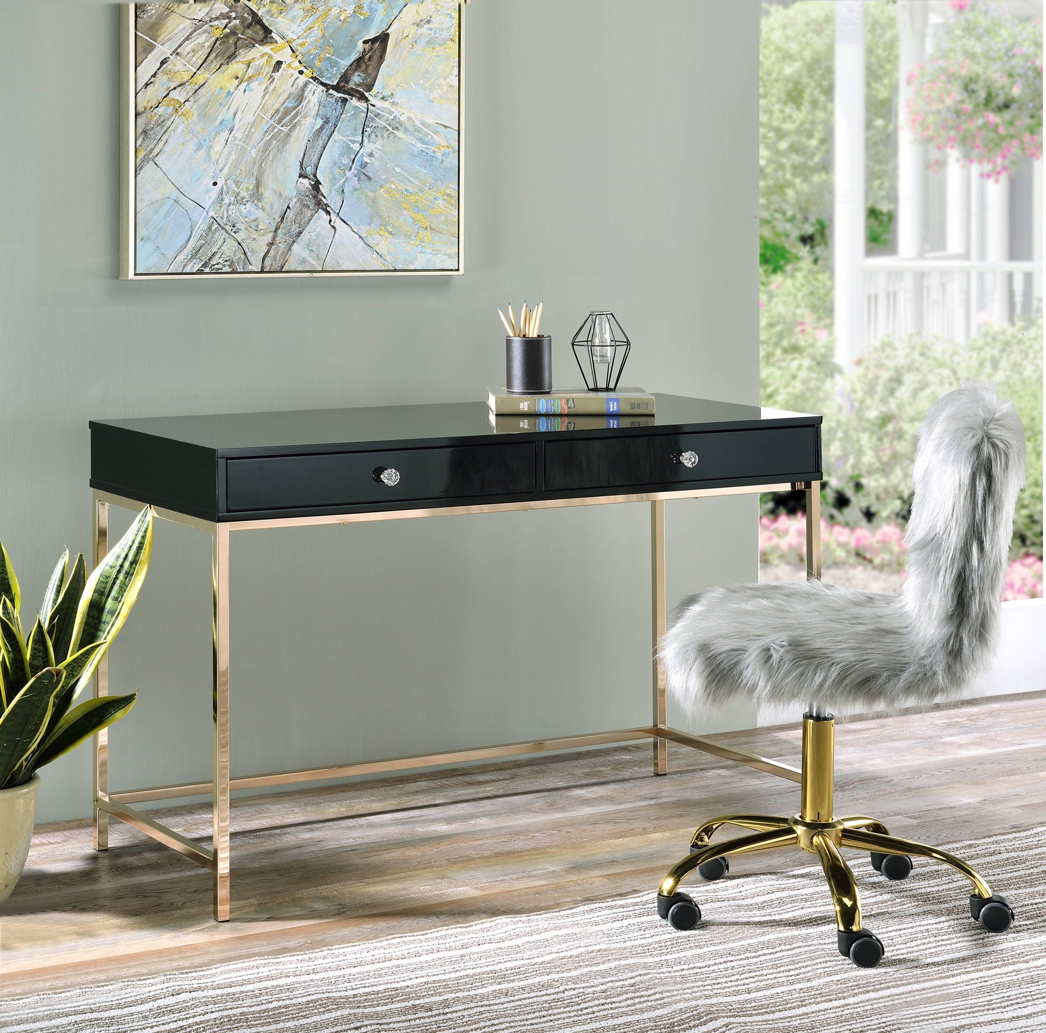 Ottey - High Gloss Writing Desk - Best Buy Furniture