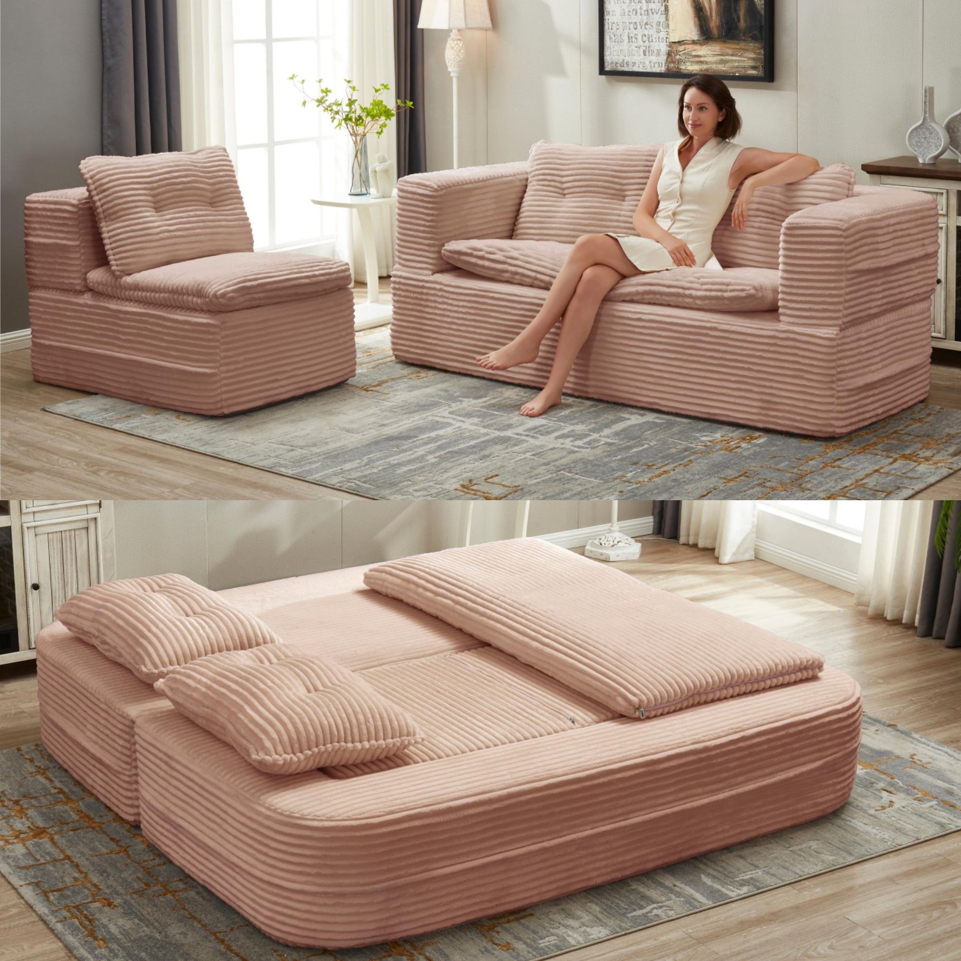 Multi Functional Sectional Sofa Bed With Independent Chaise Lounge And Functional Blanket - Best Buy Furniture