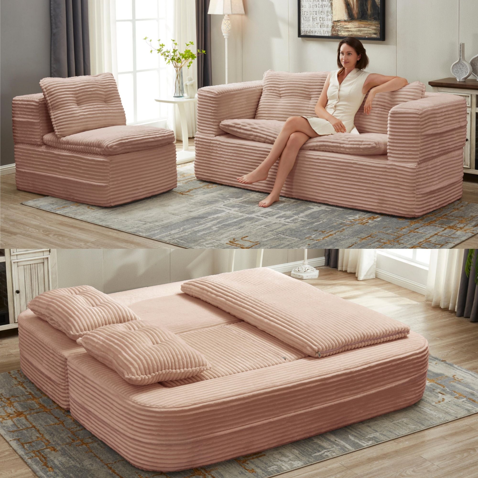 Multi Functional Sectional Sofa Bed With Independent Chaise Lounge And Functional Blanket - Best Buy Furniture