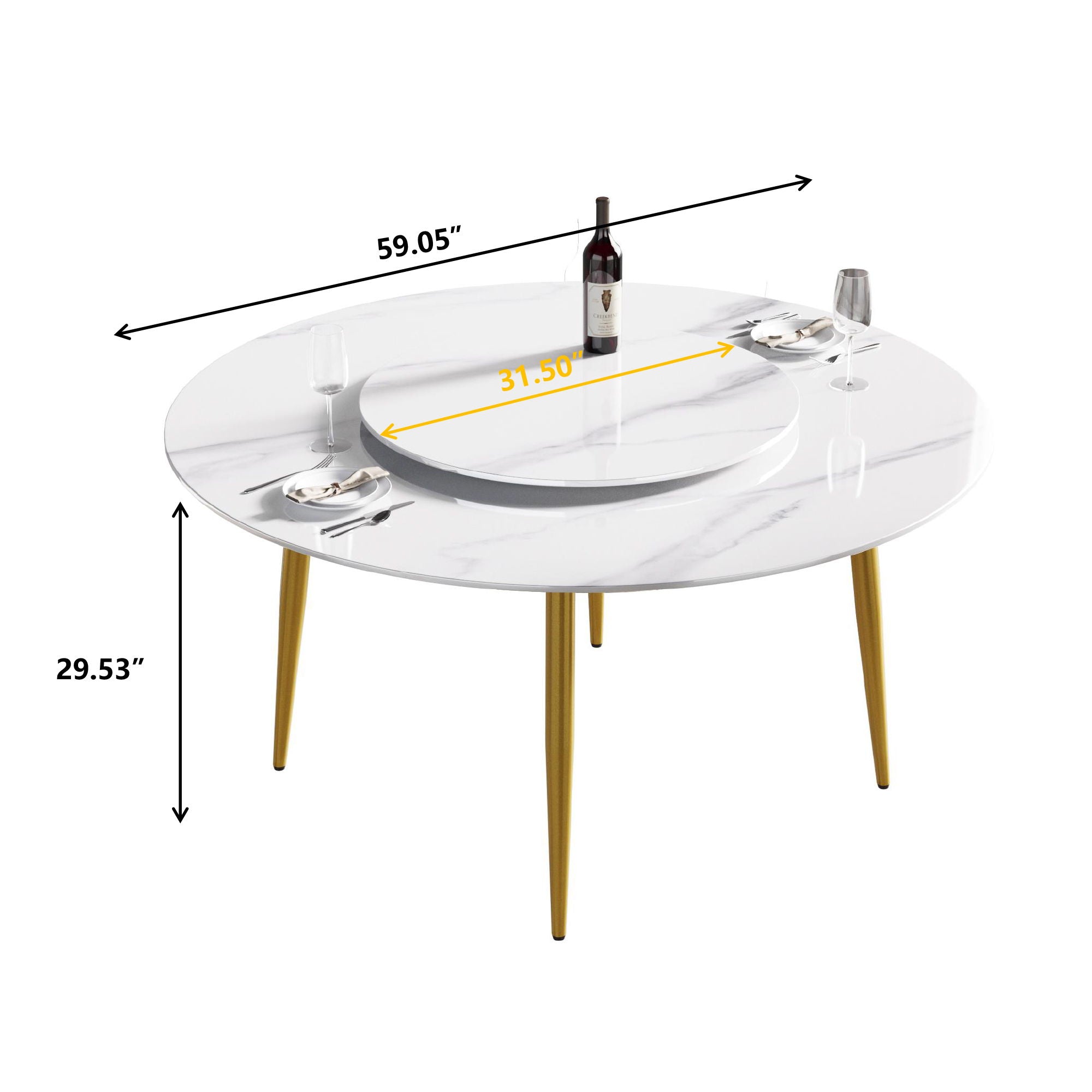 Modern Artificial Stone Round Dining Table, Can Accommodate 6 People Artificial Stone Turntable - White - Best Buy Furniture