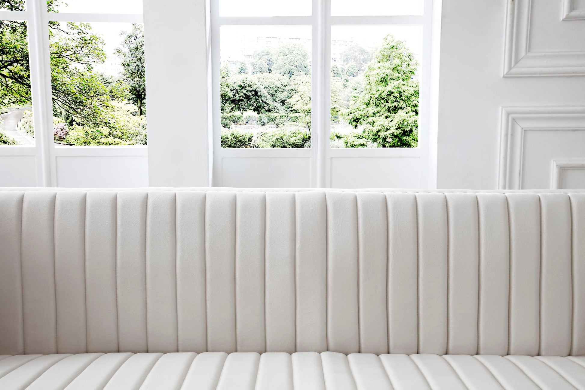 Contemporary Vertical Channel Tufted Velvet Sectional Sofa For Living Room Apartment With Ottoman And 4 Pillows - Best Buy Furniture