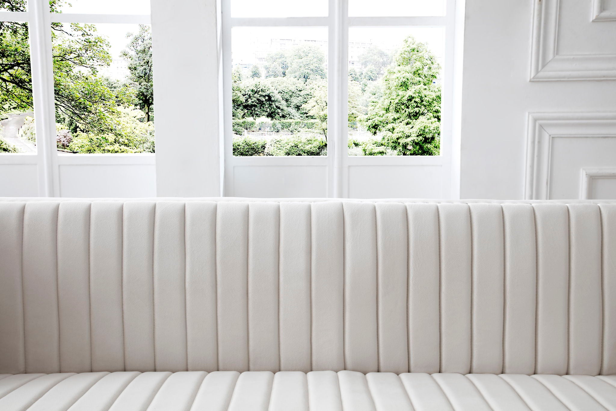 Contemporary Vertical Channel Tufted Velvet Sectional Sofa For Living Room Apartment With Ottoman And 4 Pillows - Best Buy Furniture