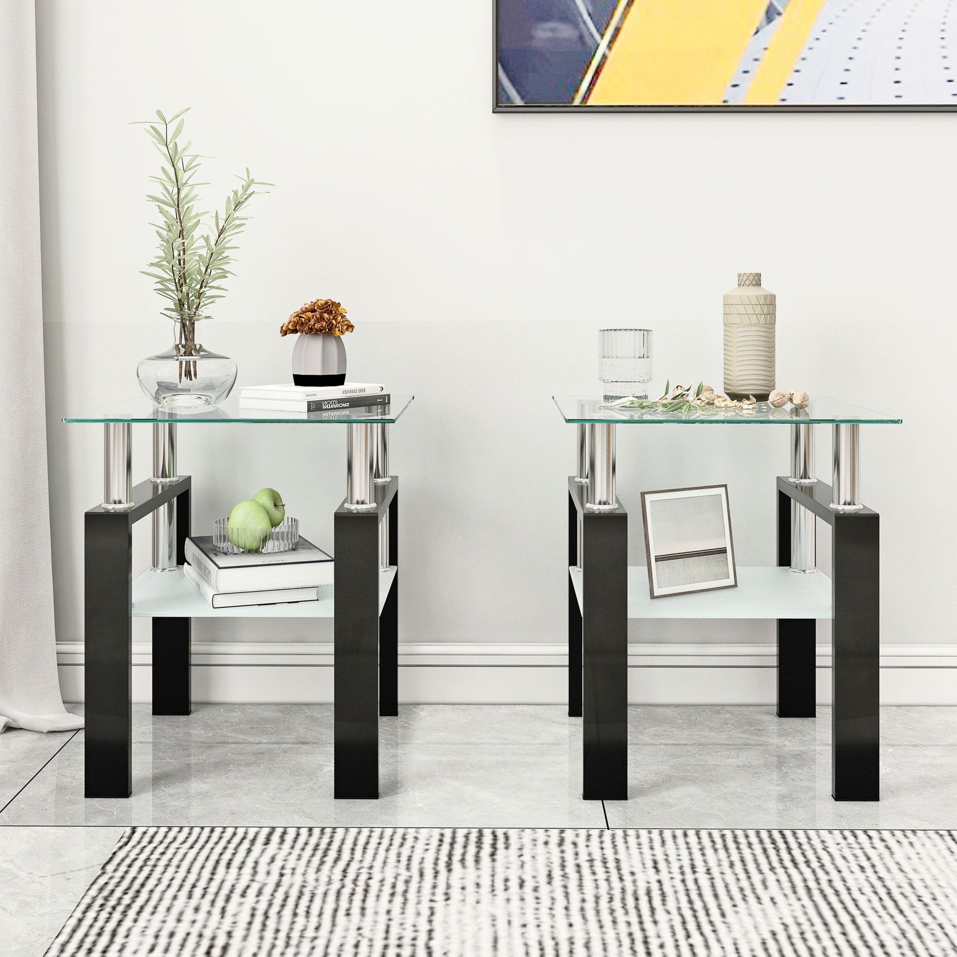 Modern Tempered Glass Tea Table, End Square Table For Living Room - Best Buy Furniture