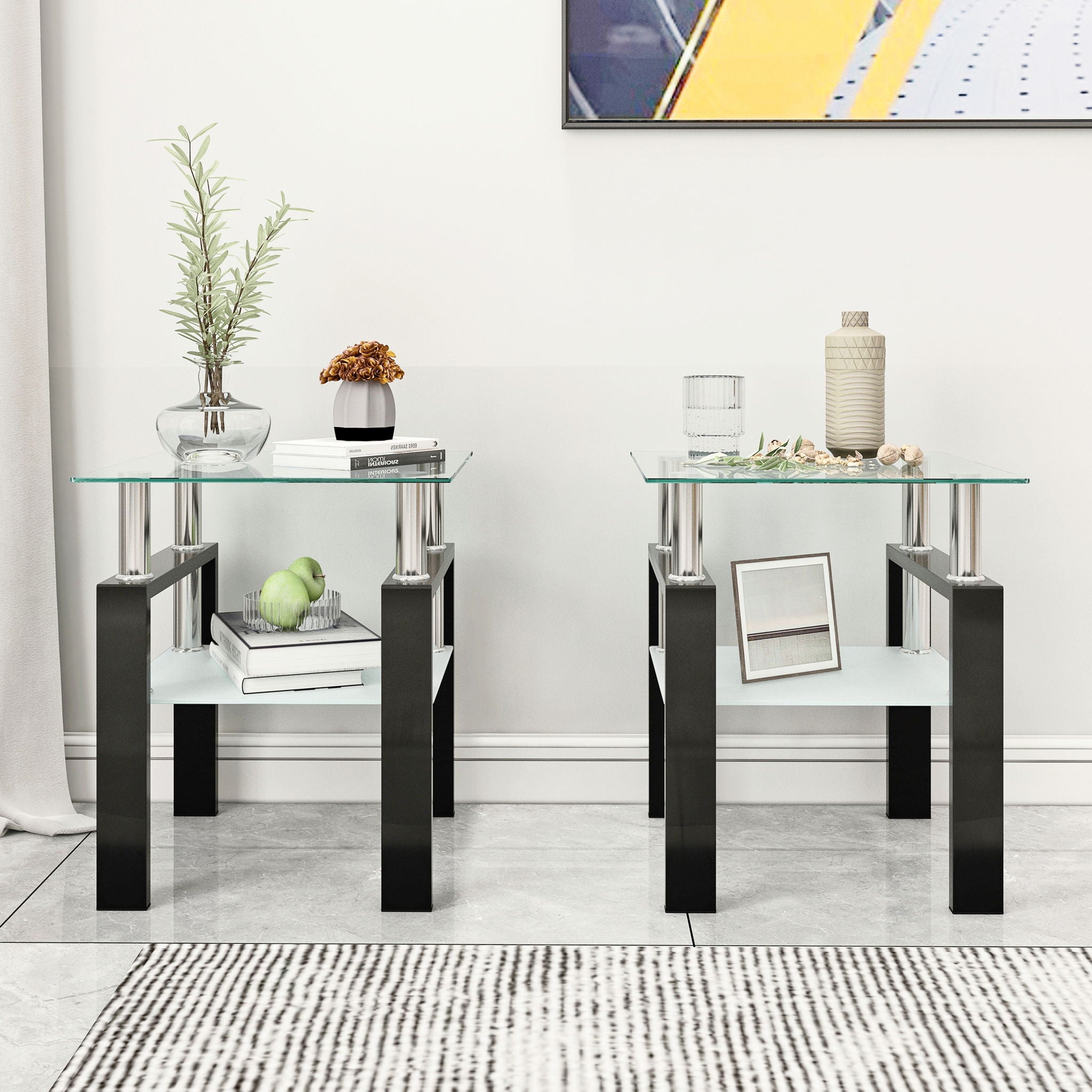 Modern Tempered Glass Tea Table, End Square Table For Living Room - Best Buy Furniture