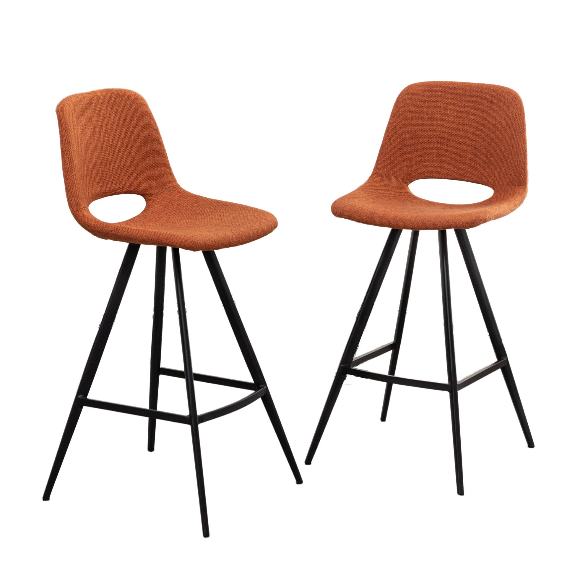 Porth - 28.25" Fabric Kitchen Counter Height Stools (Set of 2) - Orange - Best Buy Furniture