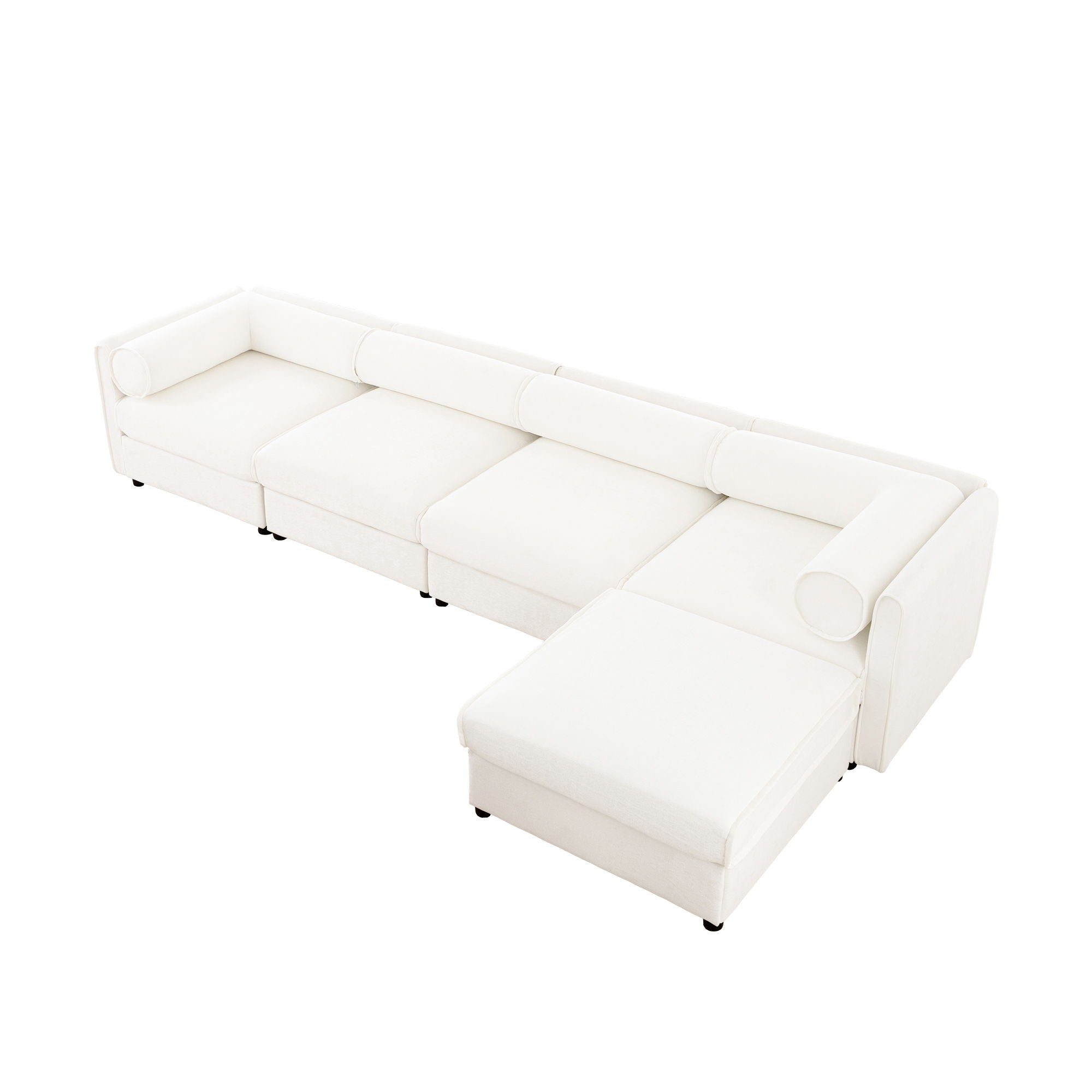 Contemporary Elegant White Chenille Sofa With Storage And Ottoman - Best Buy Furniture
