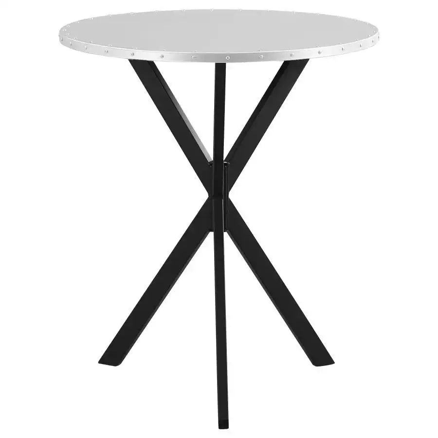 Kenzo - Round Galvanized Steel Bistro Bar Table - Silver - Best Buy Furniture