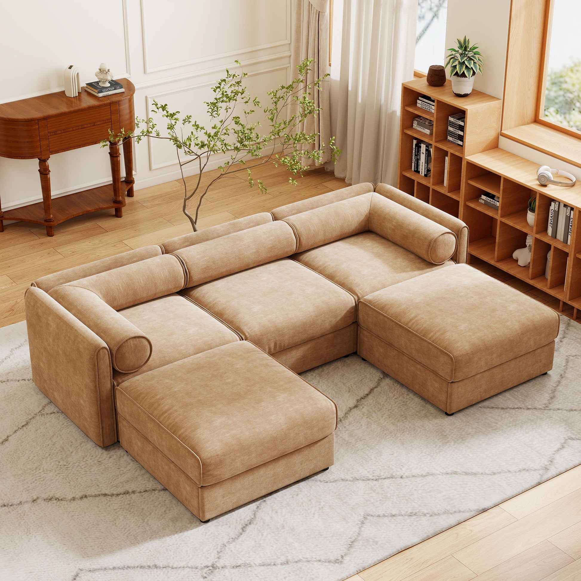 Contemporary Elegant White Chenille Sofa With Storage And Ottoman - Best Buy Furniture