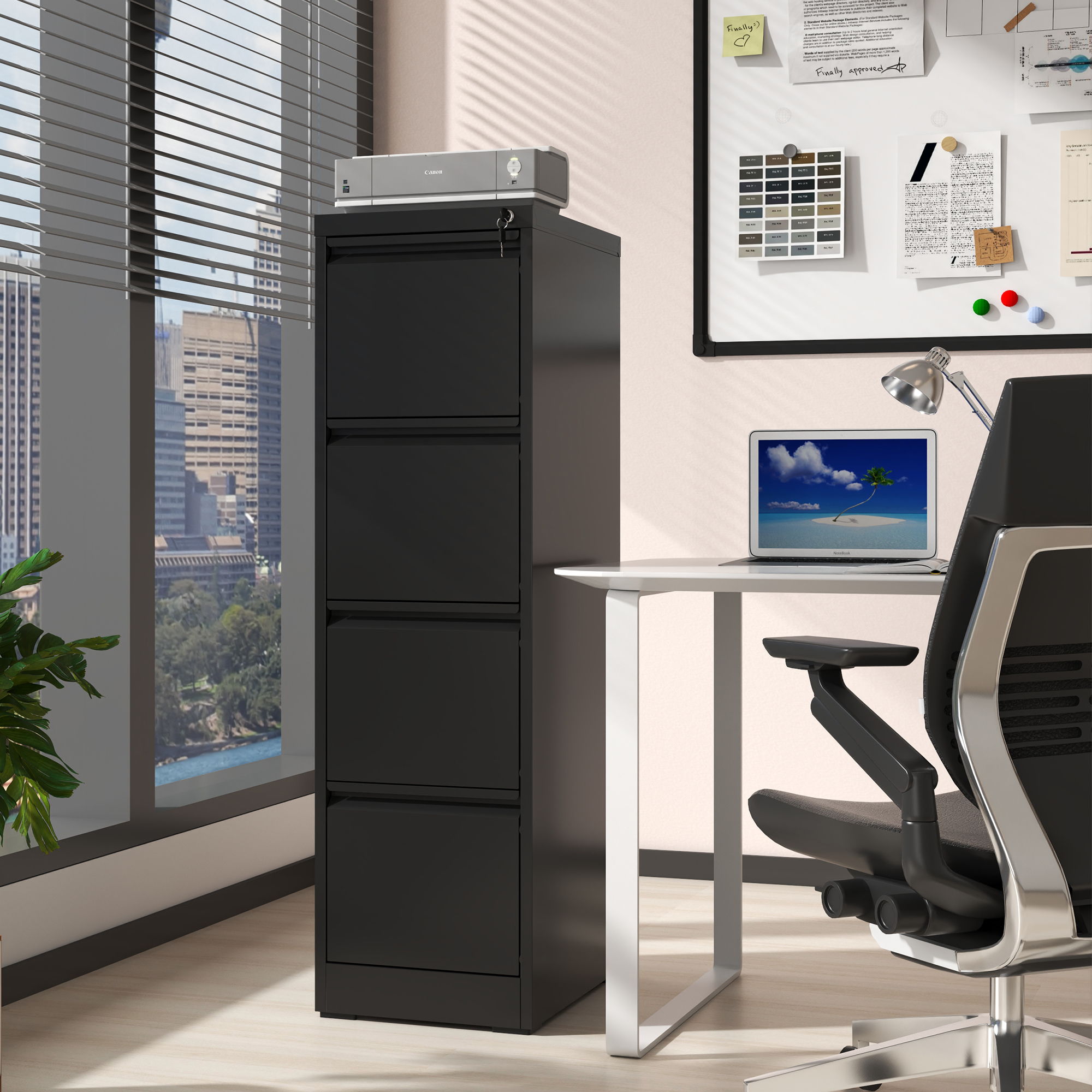 Steel Drawer Vertical File Cabinet With Lock For A4 Legal / Letter Size - Best Buy Furniture