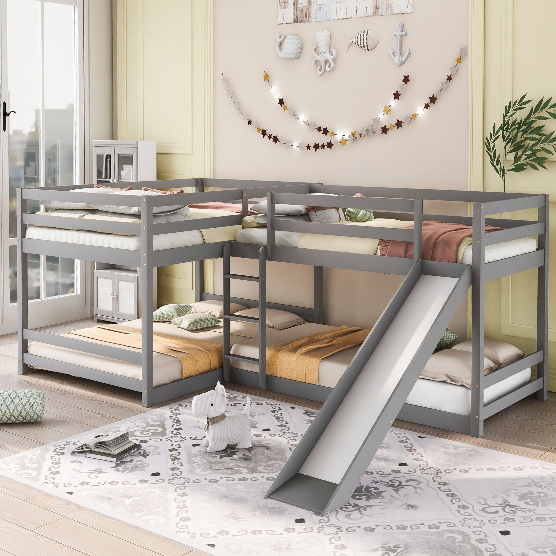 L-Shaped Bunk Bed With Slide And Short Ladder - Best Buy Furniture
