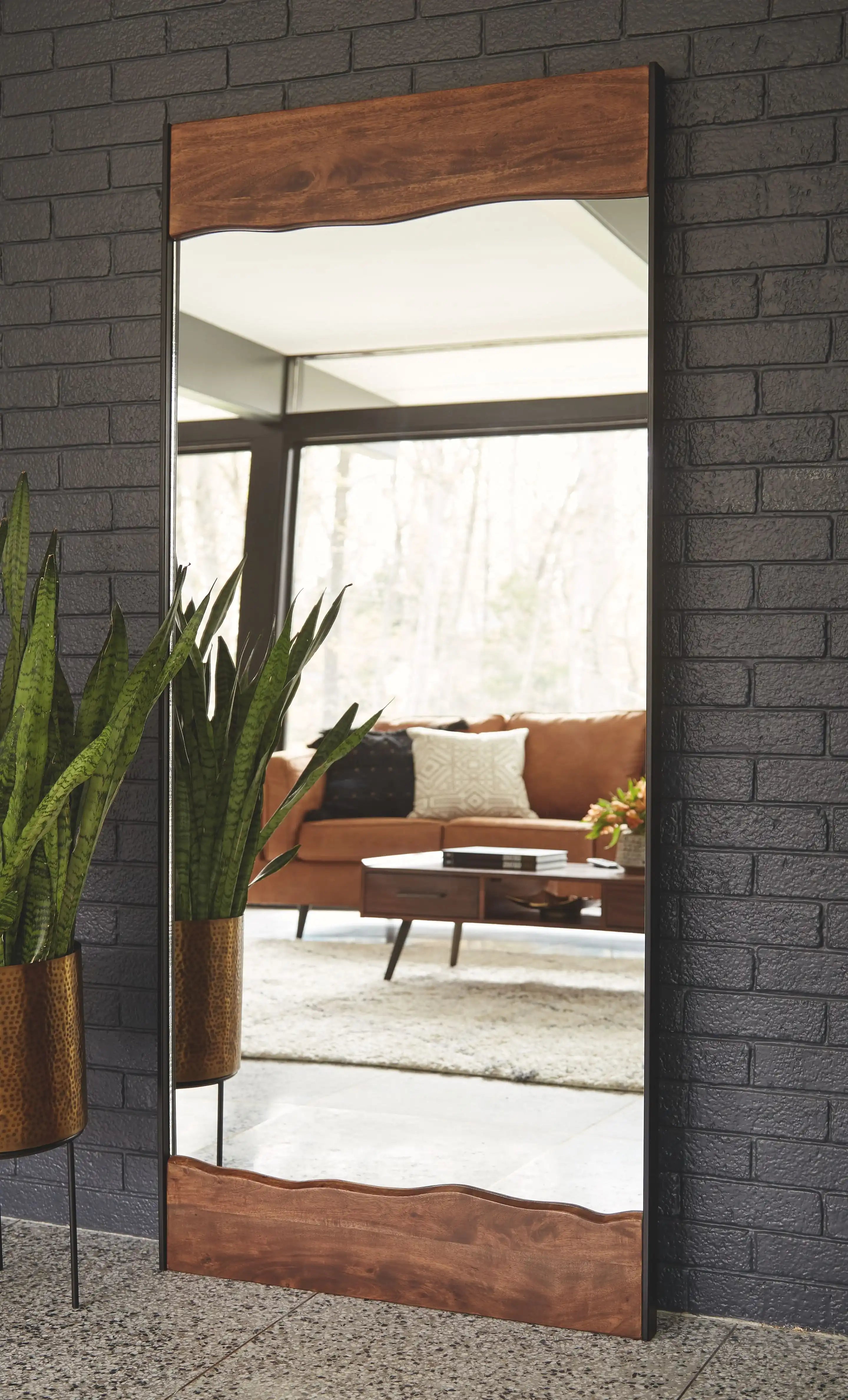 Panchali - Floor Mirror - Brown / Black - Best Buy Furniture