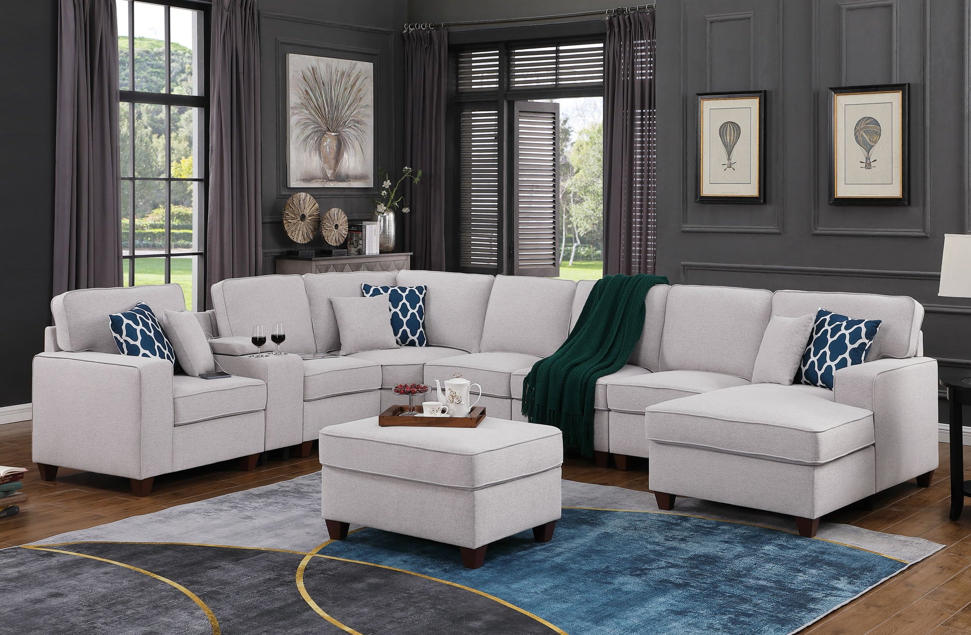 Eric - 9 Piece Upholstered Sectional With Ottoman - Best Buy Furniture
