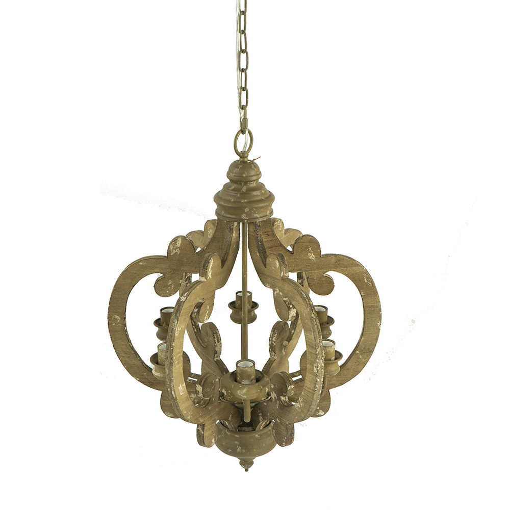 Farmhouse Chandelier, 6 Light Wood Chandelier Pendant Light Fixture With Adjustable Chain For Dining Room Living Room Entryway, Bulb Not Included - Best Buy Furniture