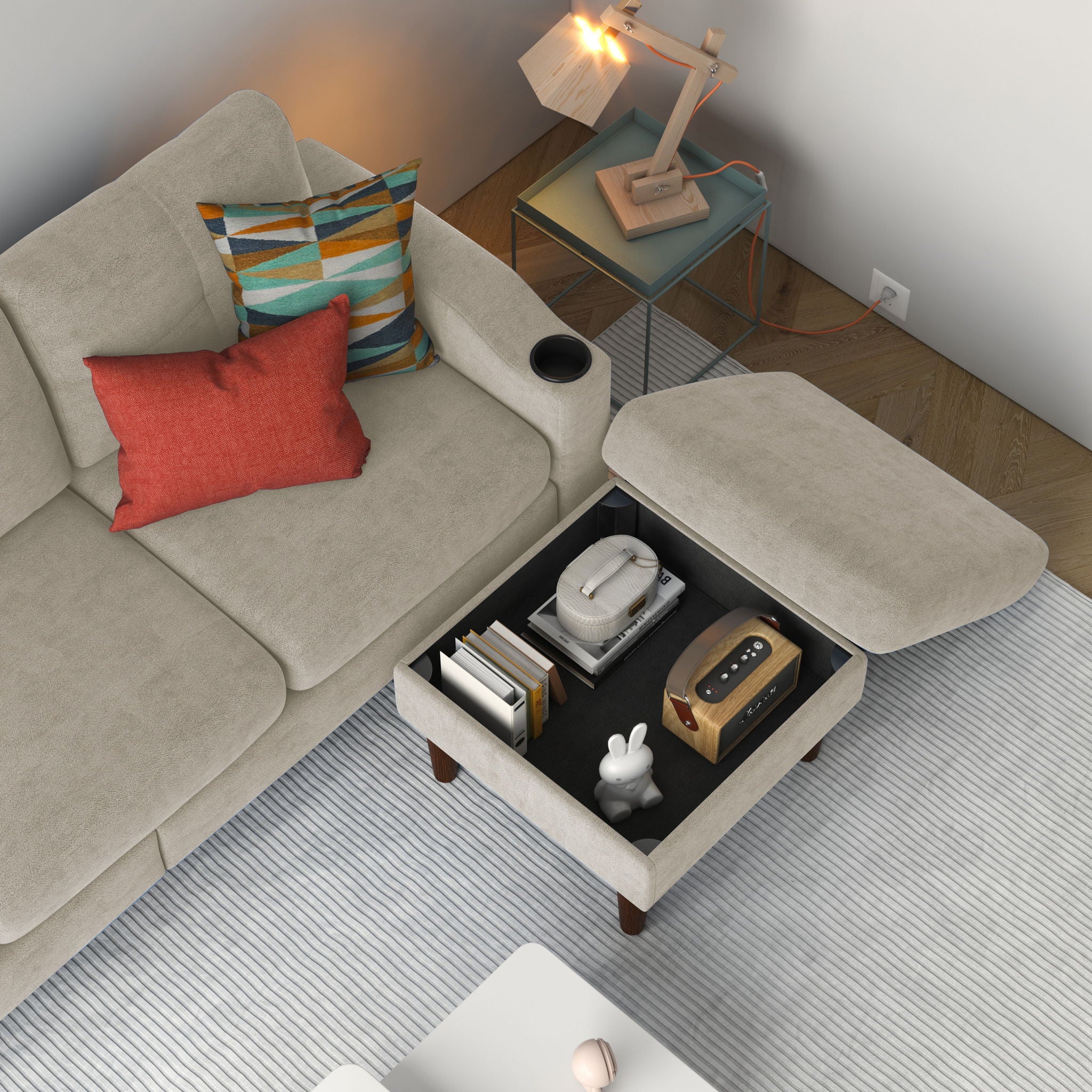 3 Seater Convertible Combination L Shaped Sofa With Footstools With Storage - Best Buy Furniture