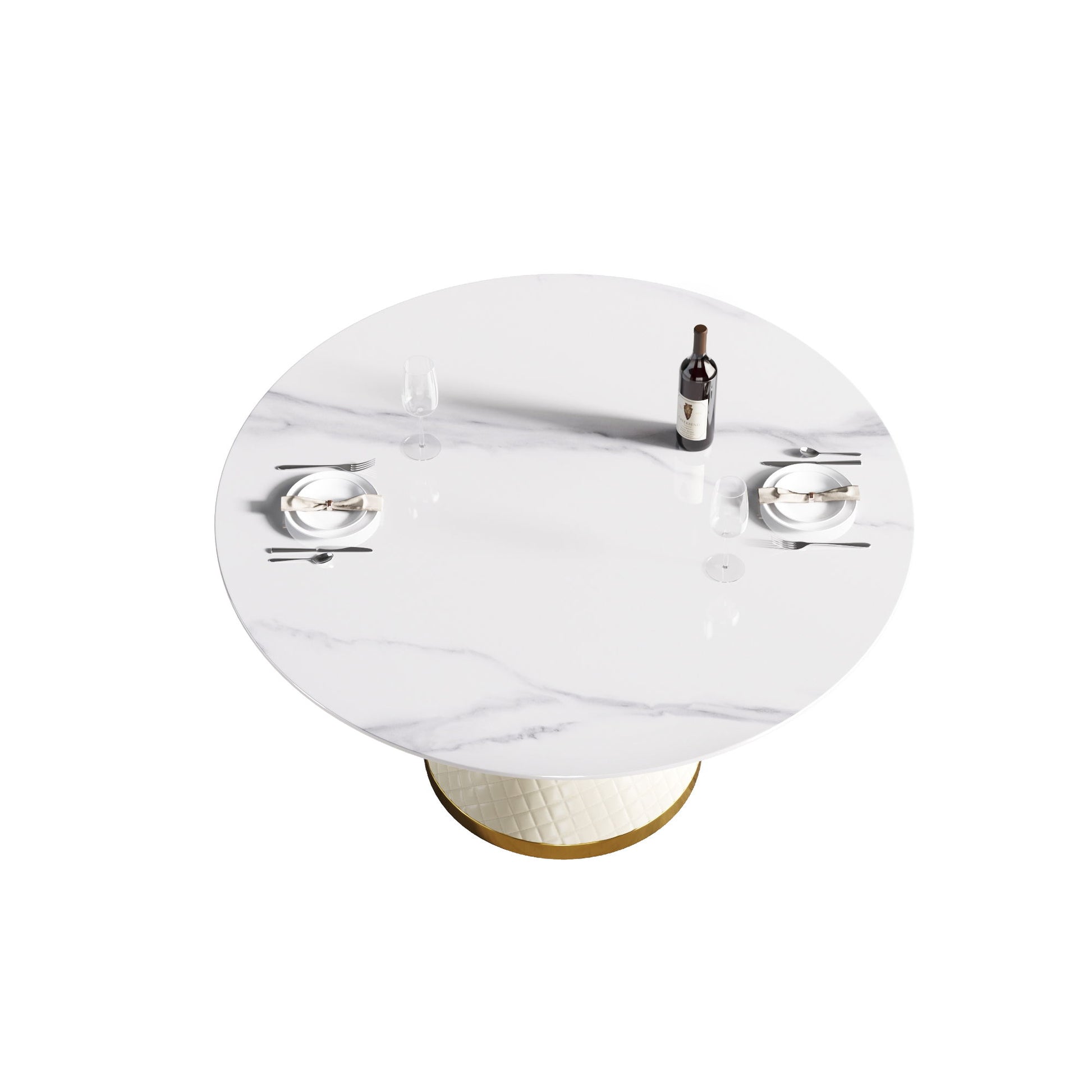 Modern Artificial Stone Round Carbon Steel Base Dining Table, Can Accommodate 6 People - Best Buy Furniture