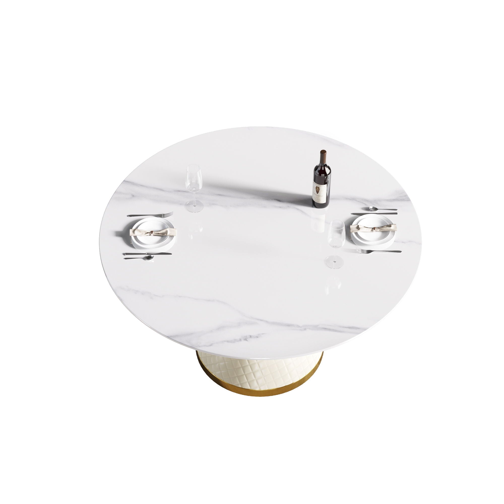 Modern Artificial Stone Round Carbon Steel Base Dining Table, Can Accommodate 6 People - Best Buy Furniture