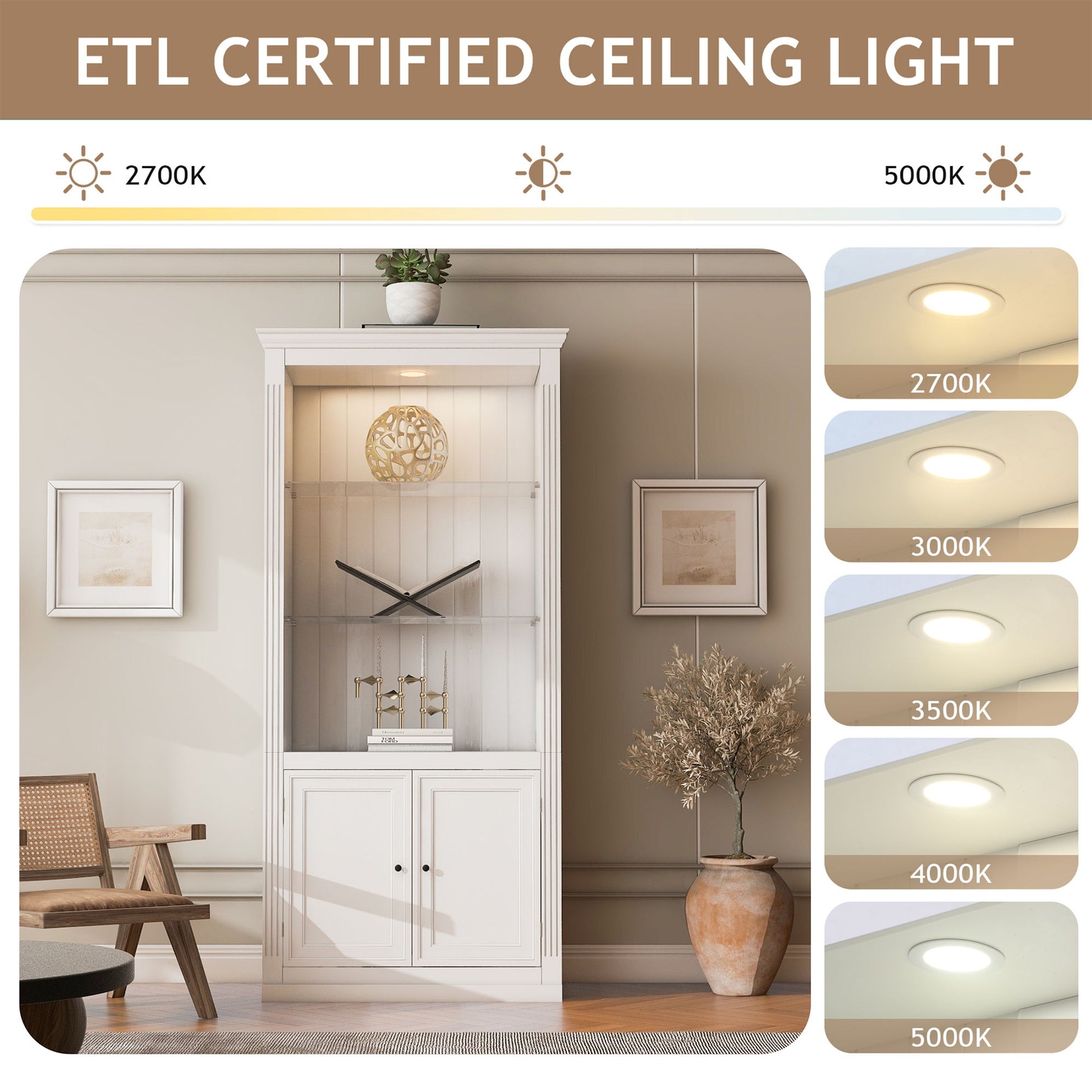 Retro Style Display Bookcase With Adjustable LED Ceiling Light And Tempered Glass Shelves - White - Best Buy Furniture