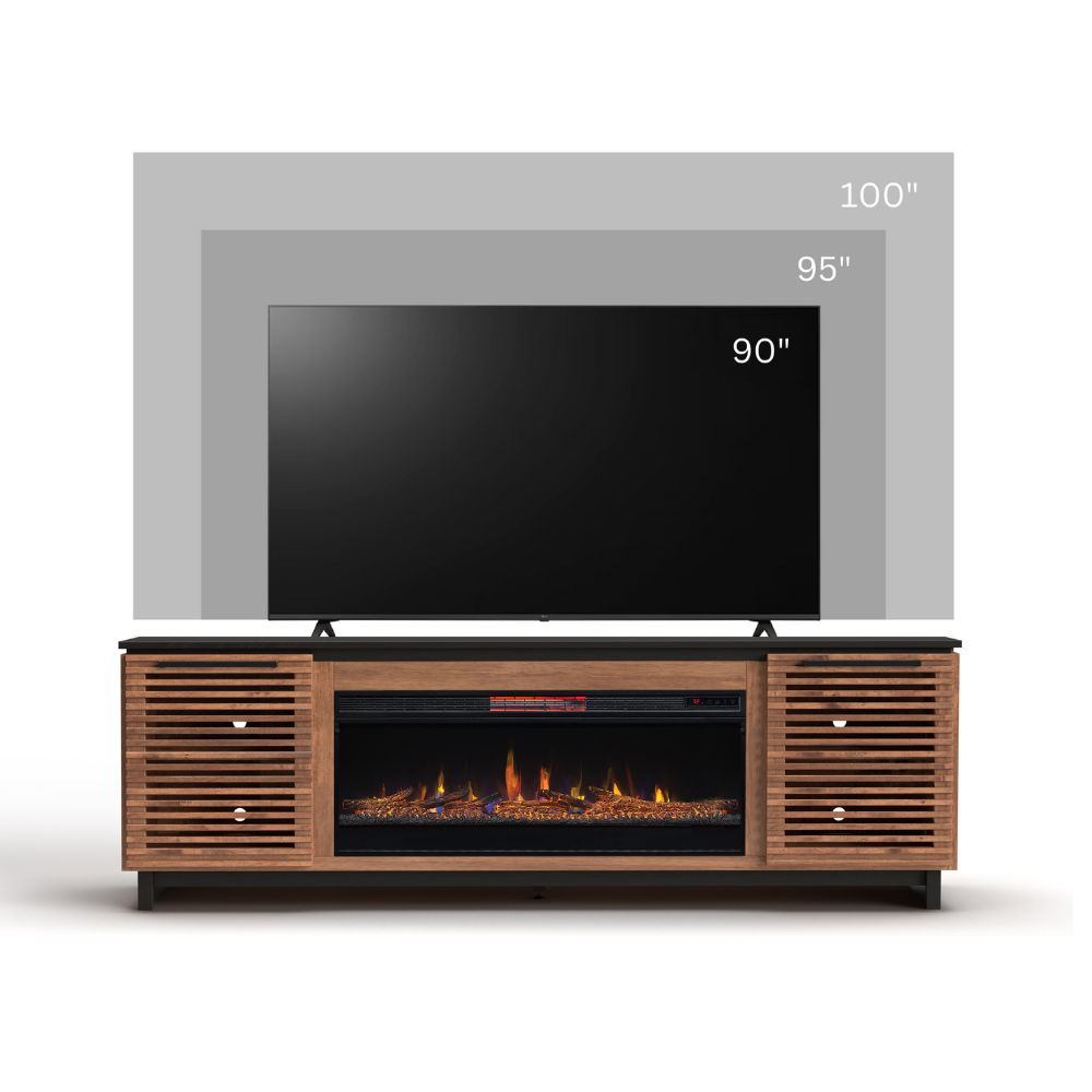 Graceland - Fireplace TV Stand Console For TVs Up To 100" - Black, Bourbon - Best Buy Furniture