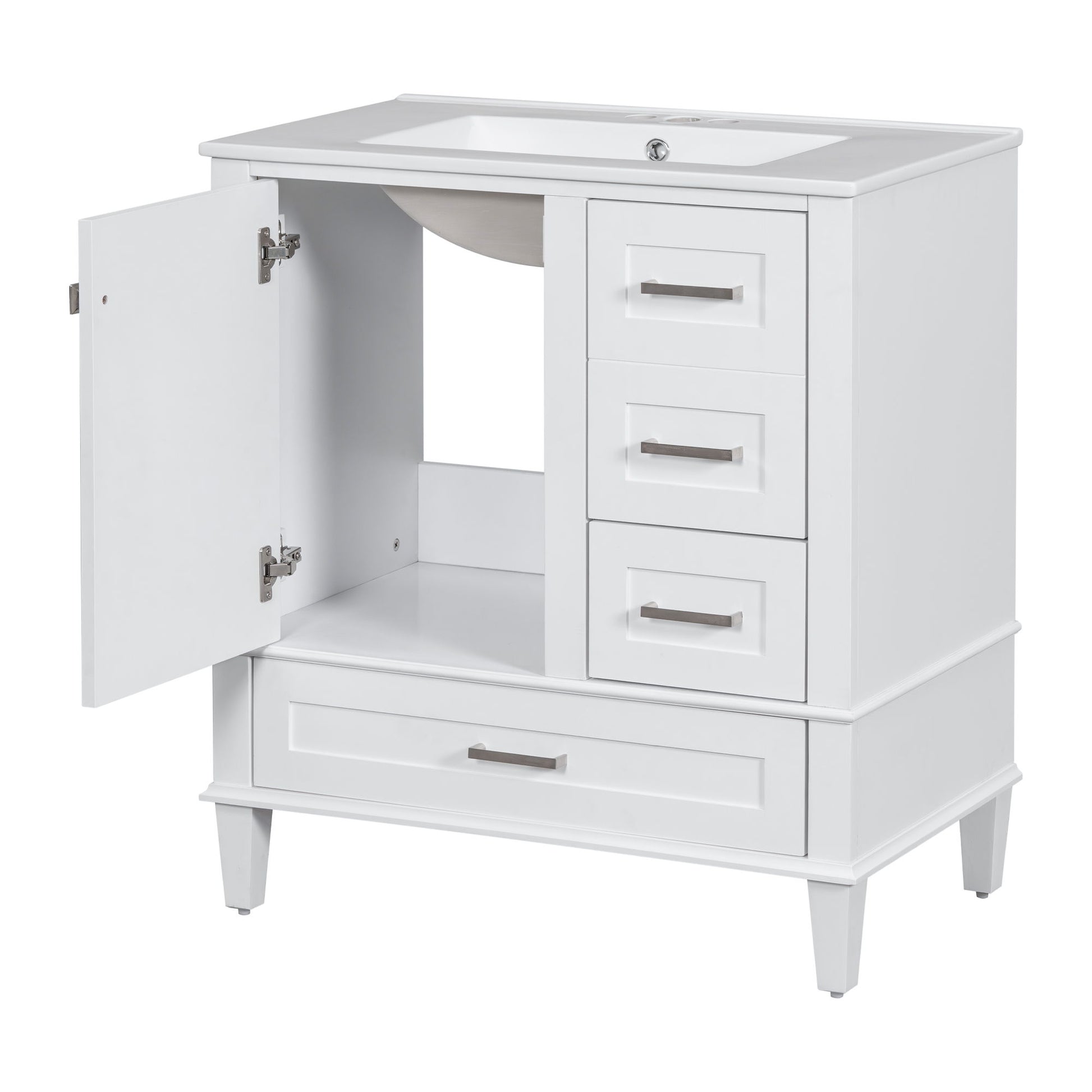 Bathroom Vanity, Modern Bathroom Cabinet With Sink Combo Set, Bathroom Storage Cabinet With A Soft Closing Door And 3 Drawers, Solid Wood Frame - Best Buy Furniture