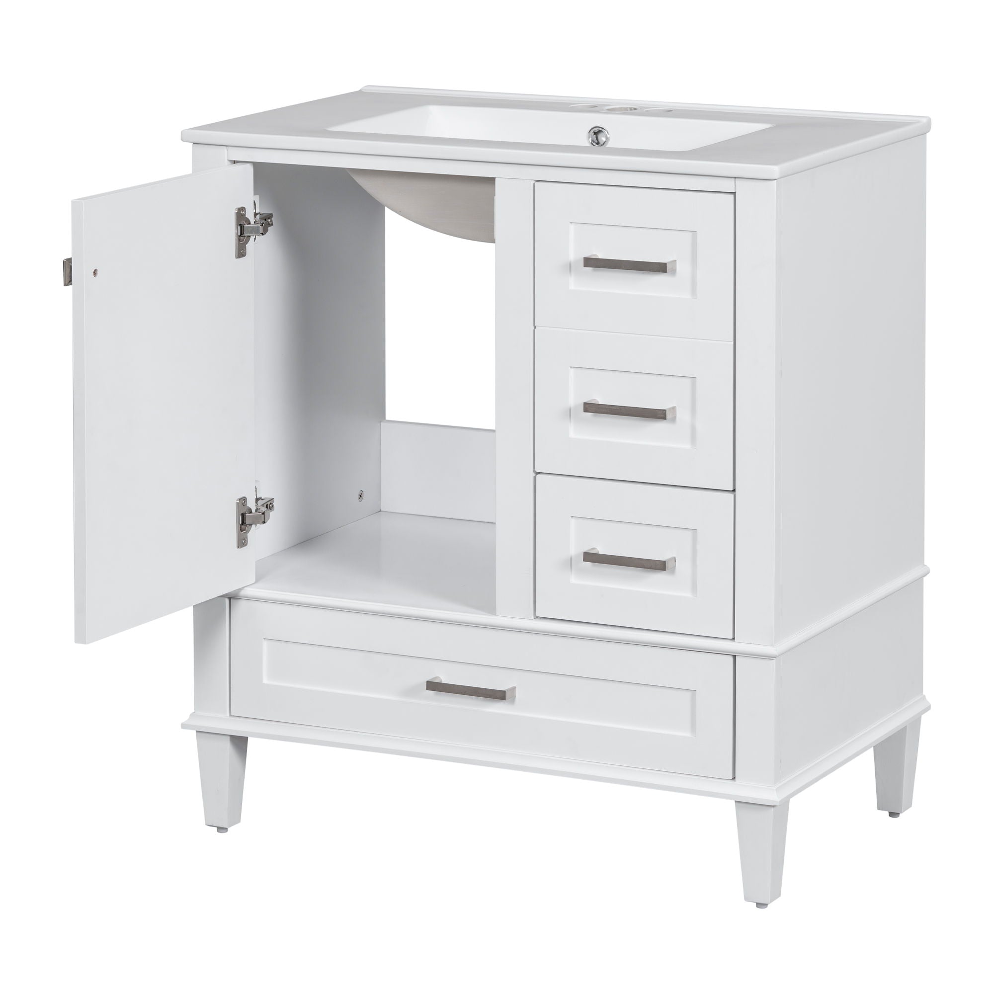 Bathroom Vanity, Modern Bathroom Cabinet With Sink Combo Set, Bathroom Storage Cabinet With A Soft Closing Door And 3 Drawers, Solid Wood Frame - Best Buy Furniture