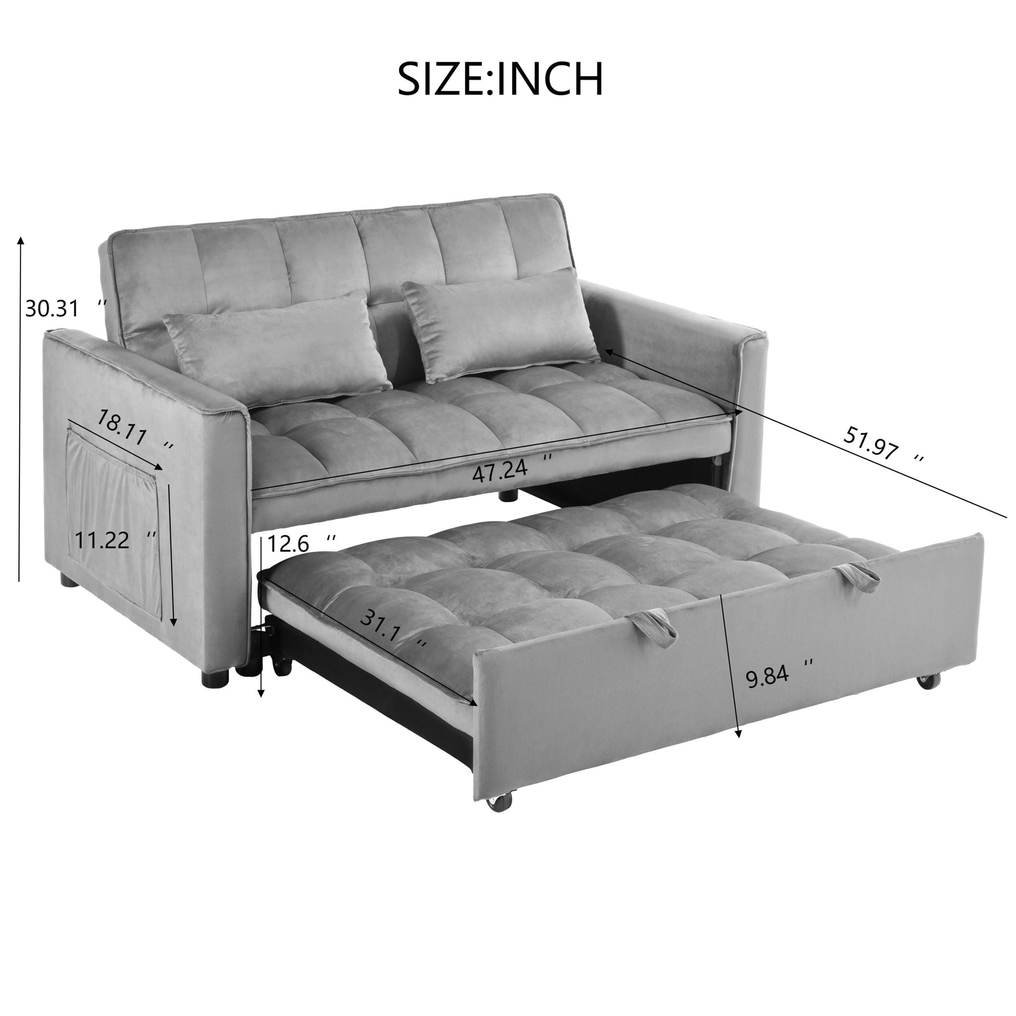 3 In 1 Pull Out Couch Convertible Sofa Bed With Reclining Backrest - Best Buy Furniture
