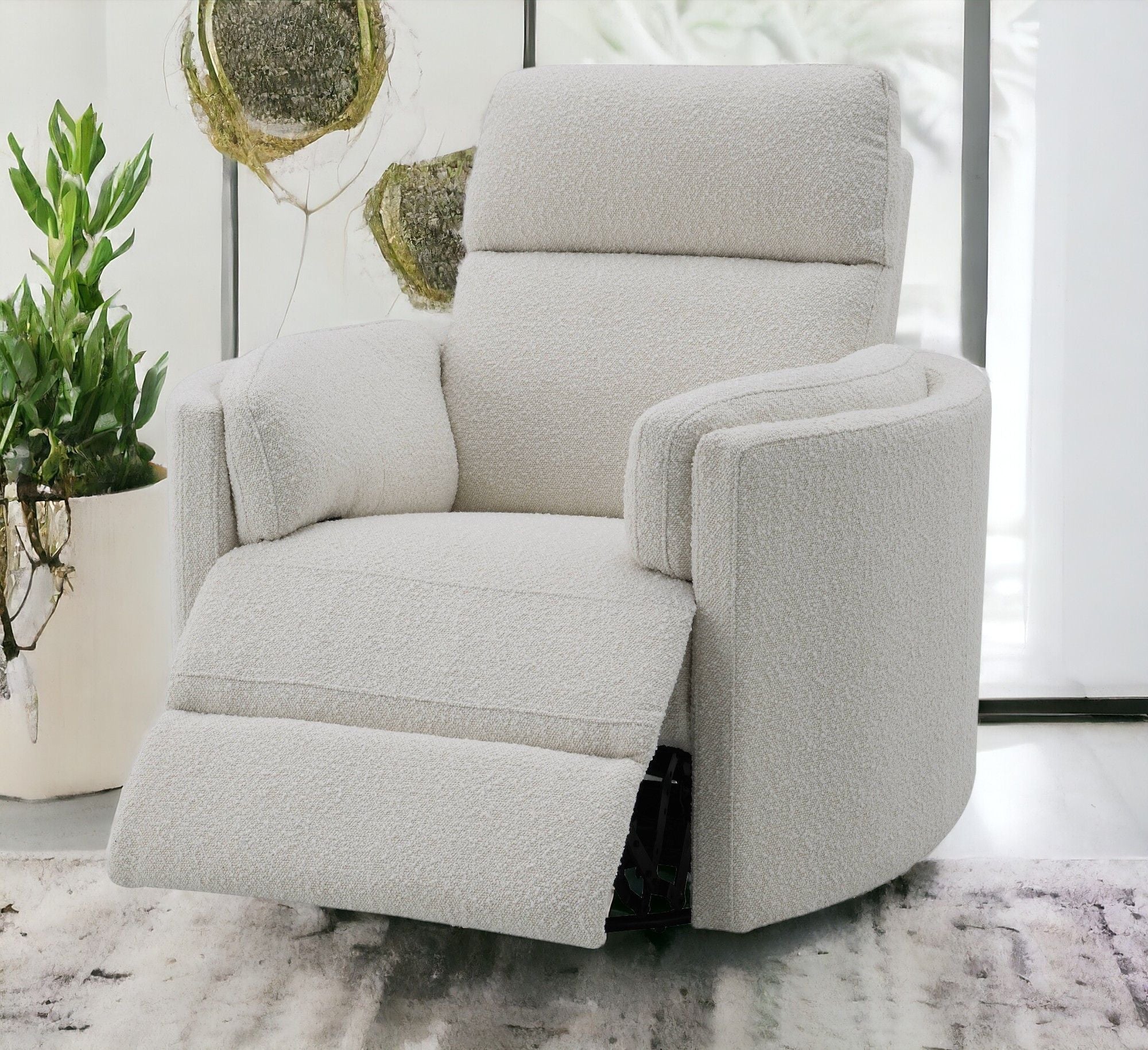 Sagen - Chenille Glider Recliner With Swivel - Best Buy Furniture