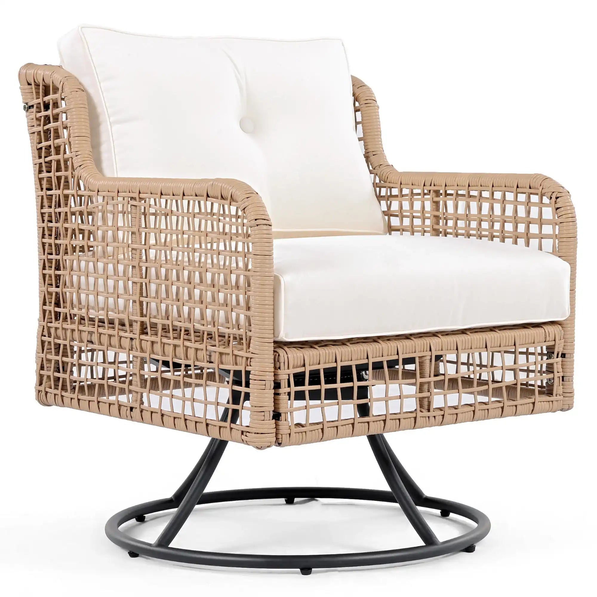 4 Piece Sectional Rattan Patio Furniture Set with Swivel Chairs - Best Buy Furniture