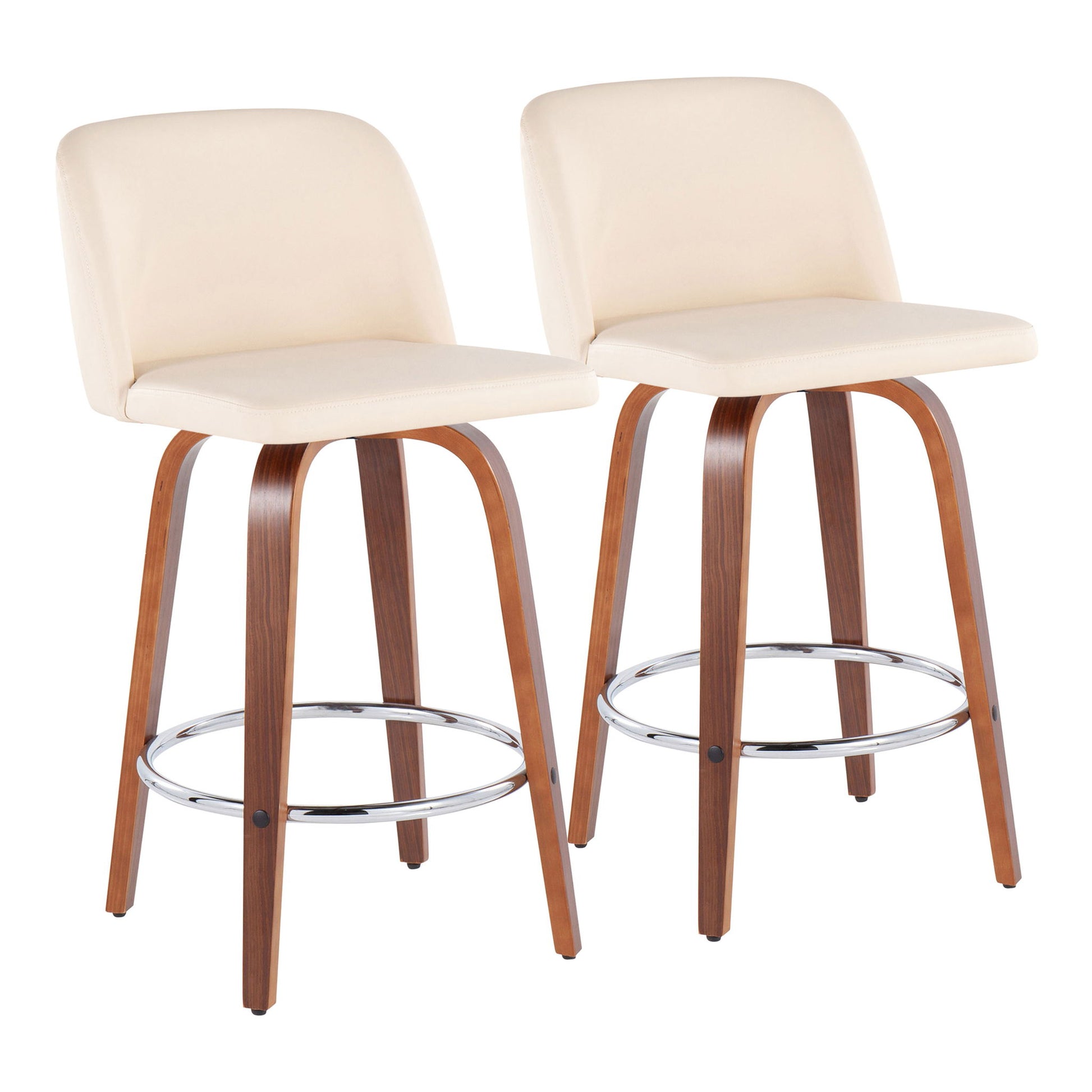 Toriano - Mid-Century Modern Fixed Height Counter Stool With Round Footrest (Set of 2) - Best Buy Furniture