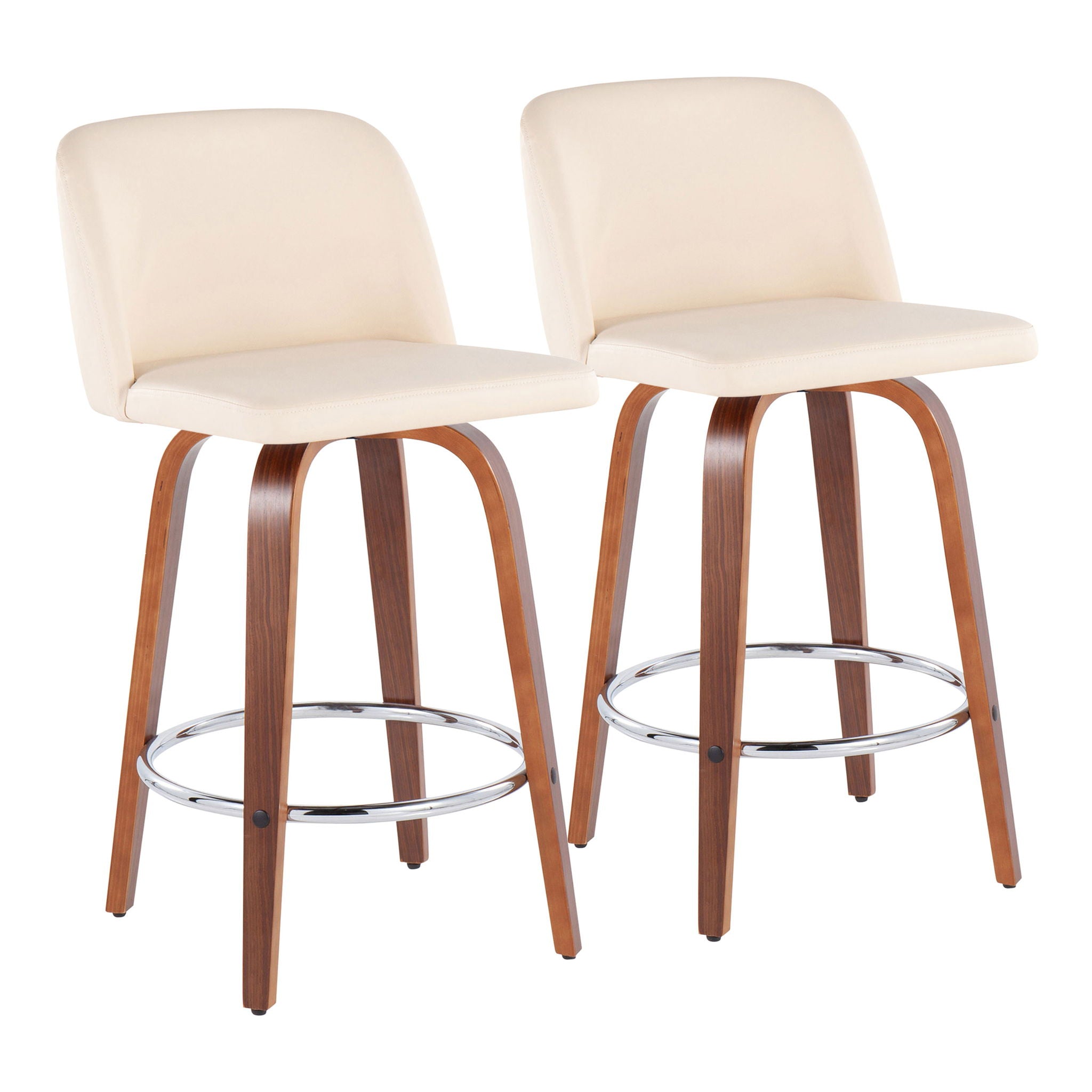 Toriano - Mid-Century Modern Fixed Height Counter Stool With Round Footrest (Set of 2) - Best Buy Furniture