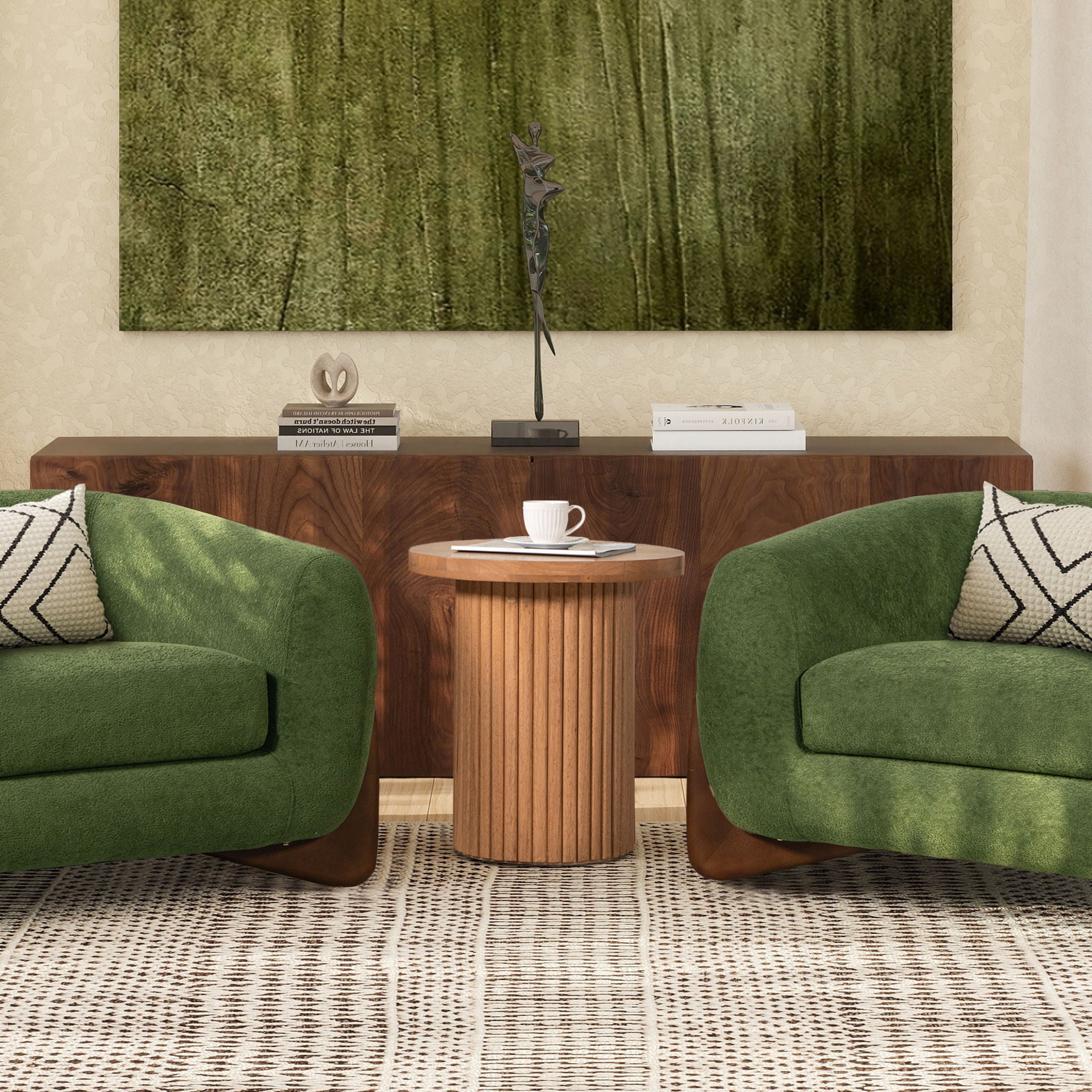 Kenzie - Fluted Pillar Round Accent Side Table - Light Natural Brown - Best Buy Furniture
