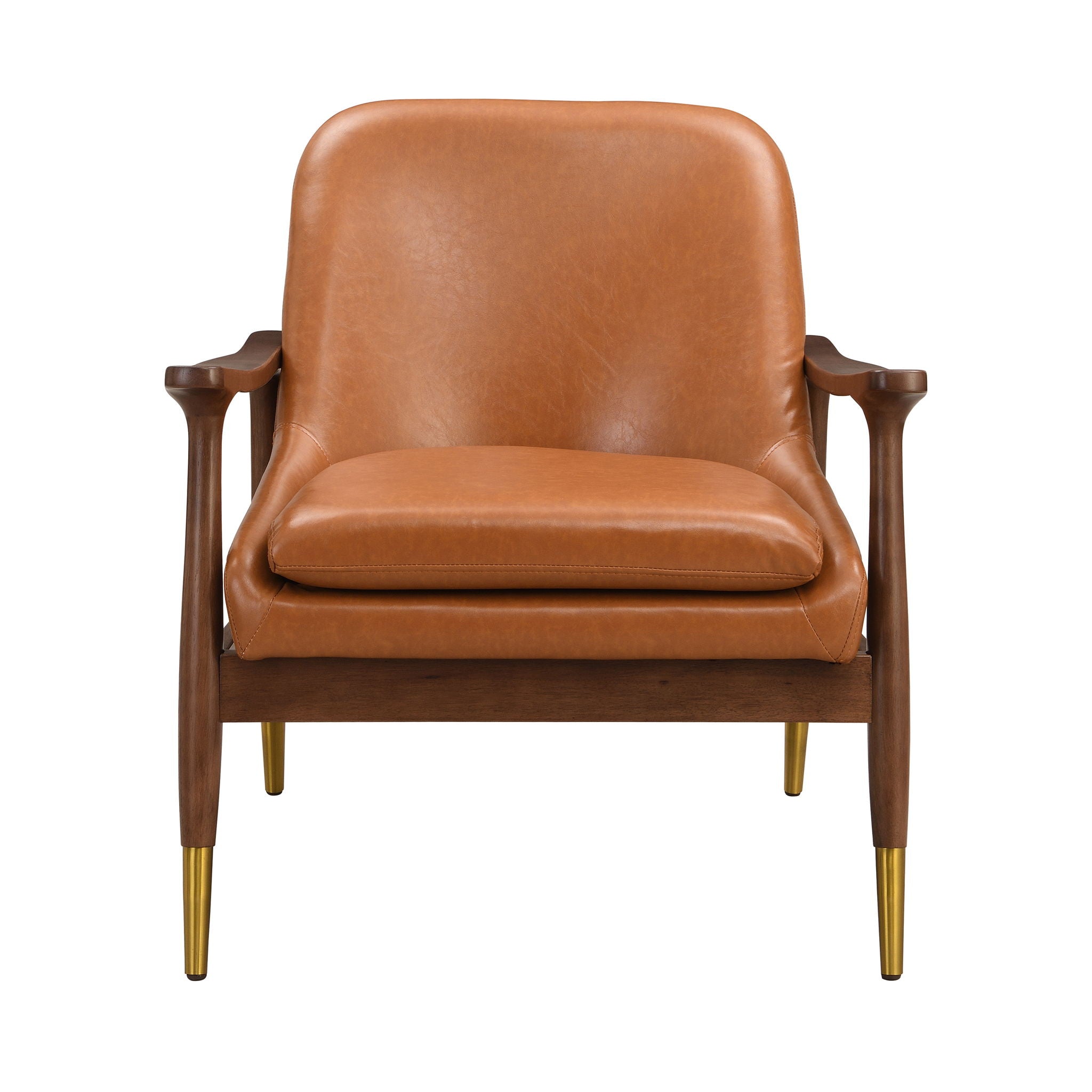 Mid - Century Accent Chair With Cushioned Seat, Brass Tipped Legs - Best Buy Furniture