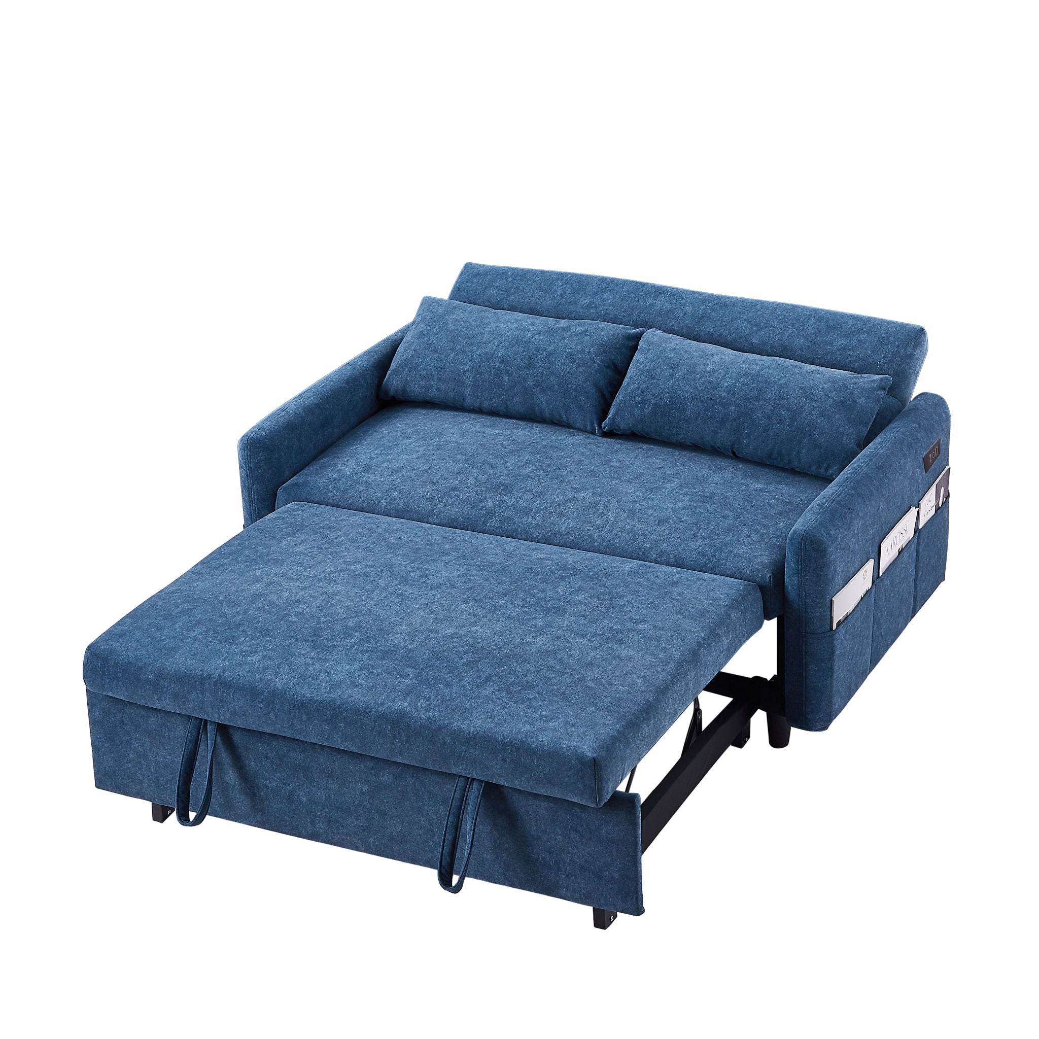 Pull Out Sleep Sofa Bed Loveseats Sofa Couch With Adjsutable Backrest, Storage Pockets, 2 Soft Pillows, USB Ports For Living Room, Bedroom, Apartment, Office - Best Buy Furniture