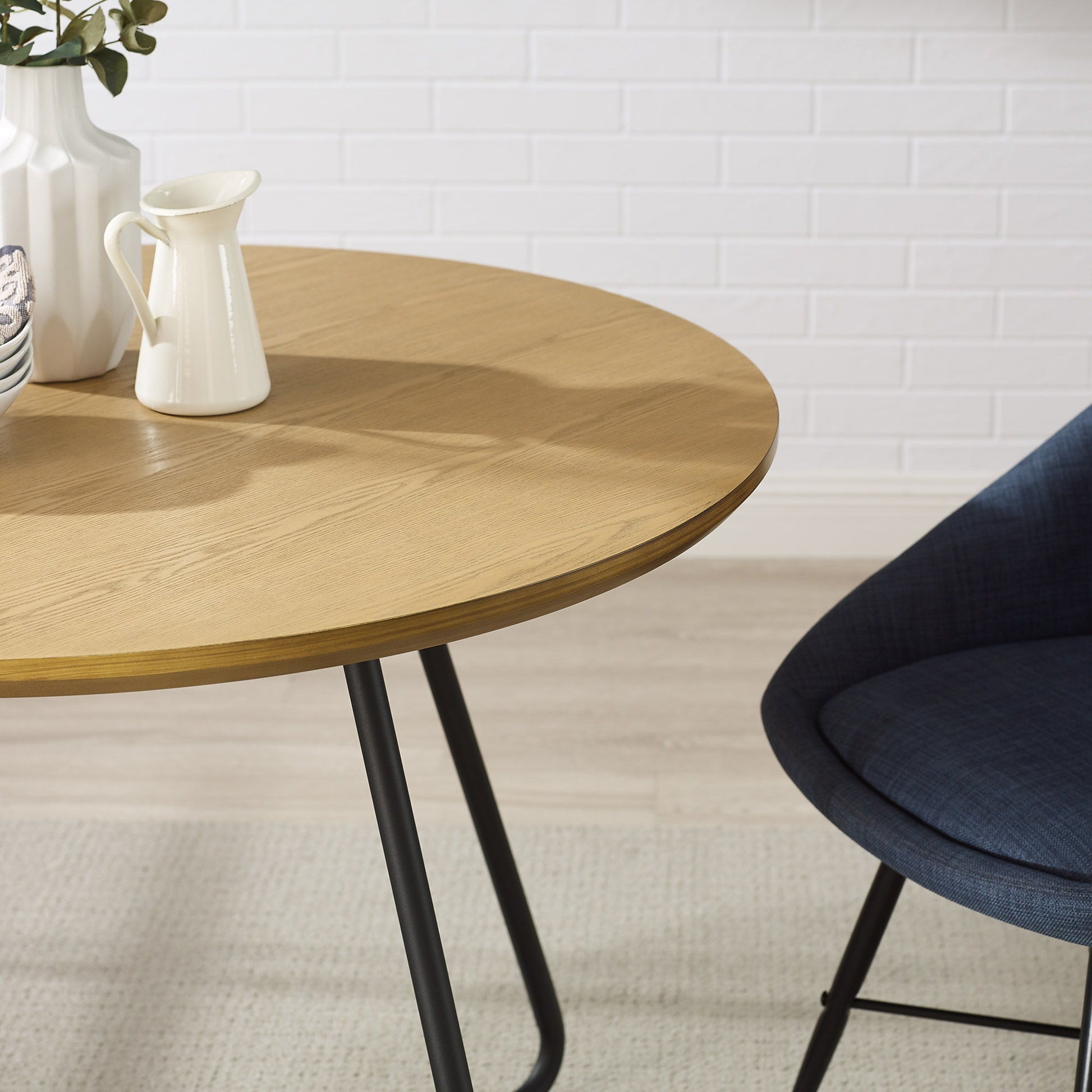 Modern Curved X Base Round Dining Table - English Ash - Best Buy Furniture