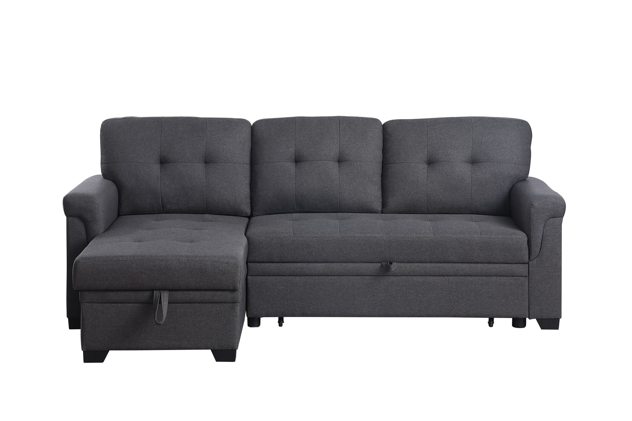 Lucca - Linen Reversible Sleeper Sectional Sofa With Storage Chaise - Best Buy Furniture